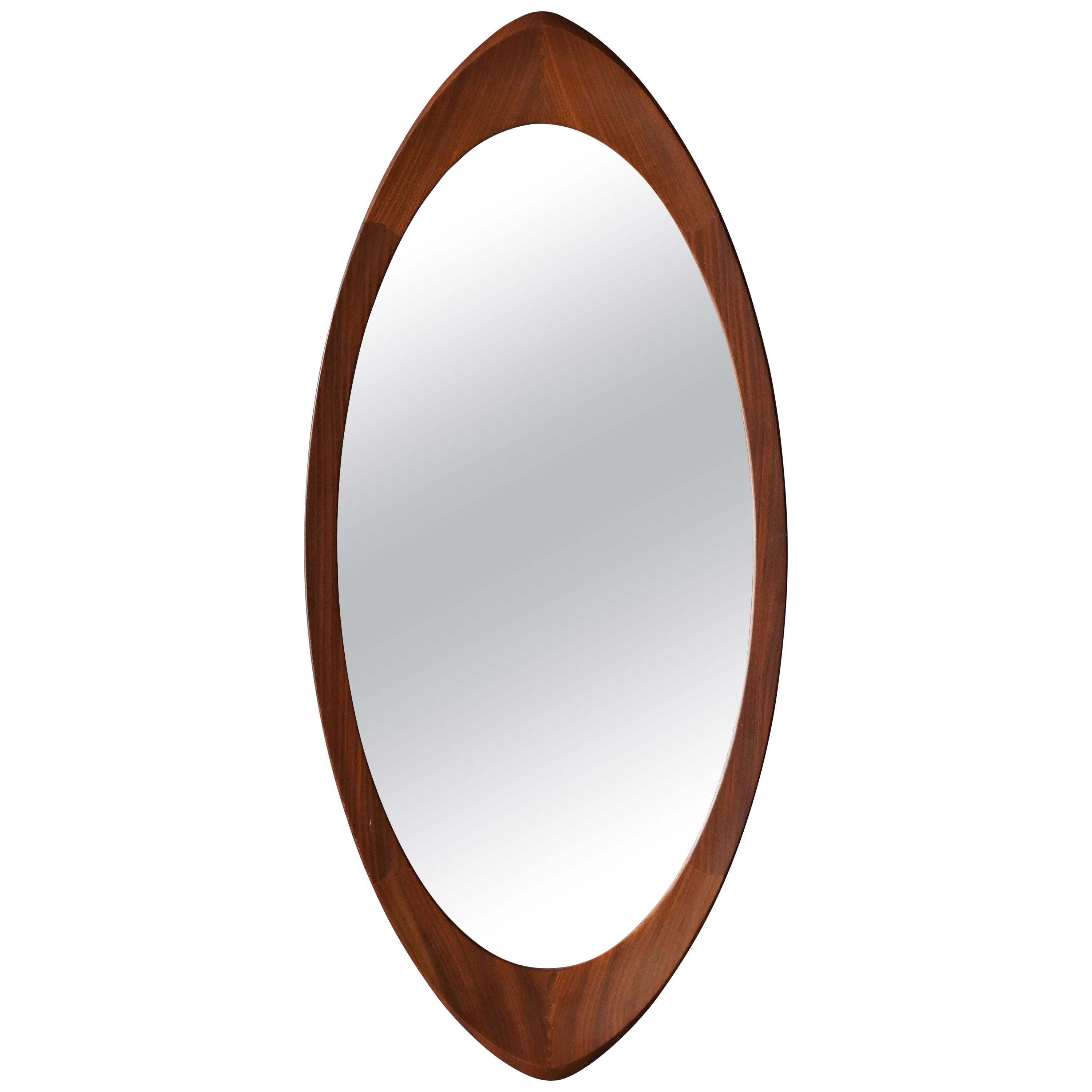 Glas and Trä, Sculptural Wall Mirror, Teak, Crystal Glass, 1950s For Sale at 1stDibs