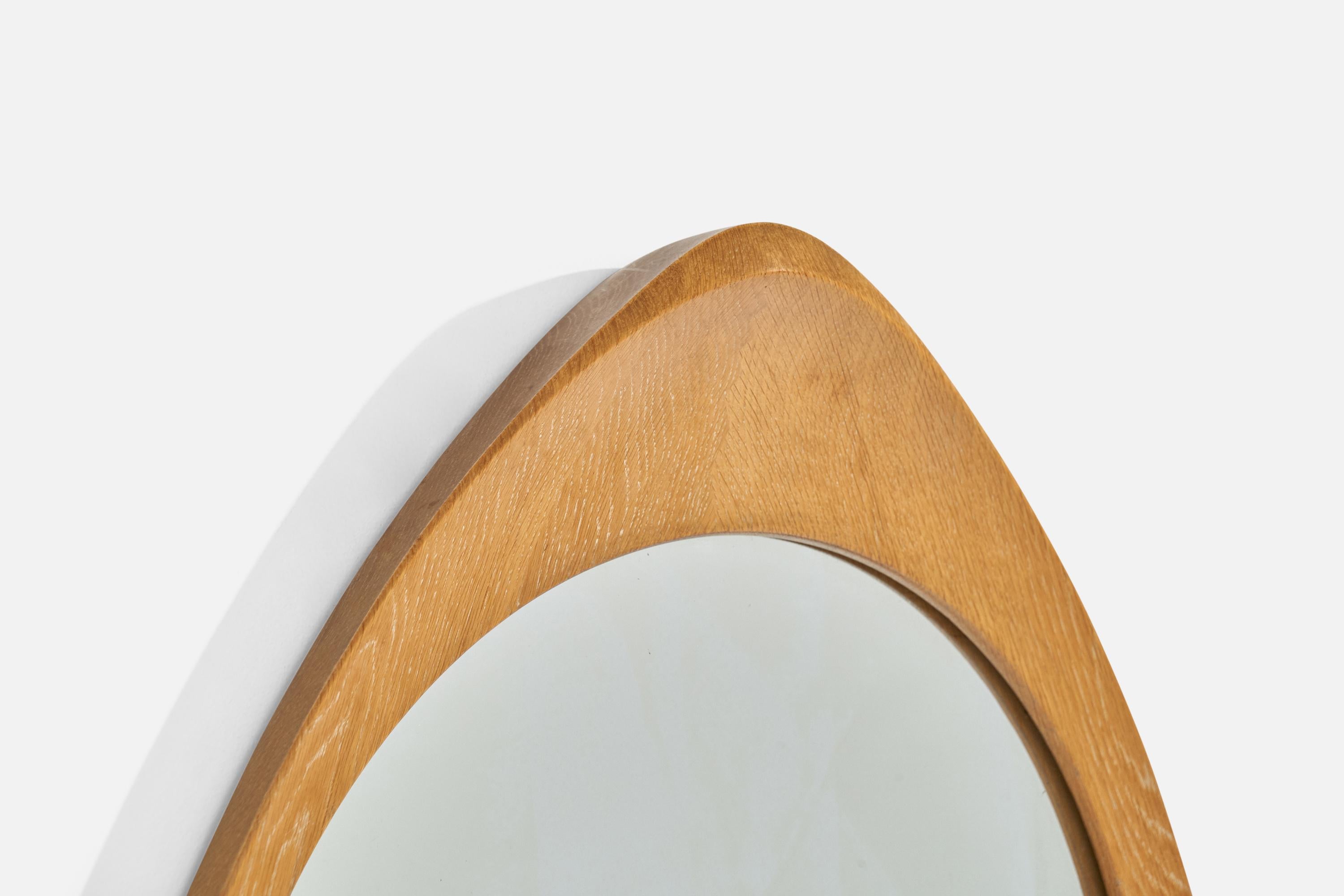 Swedish Glas & Trä, Wall Mirror, Oak, Sweden, 1960s For Sale