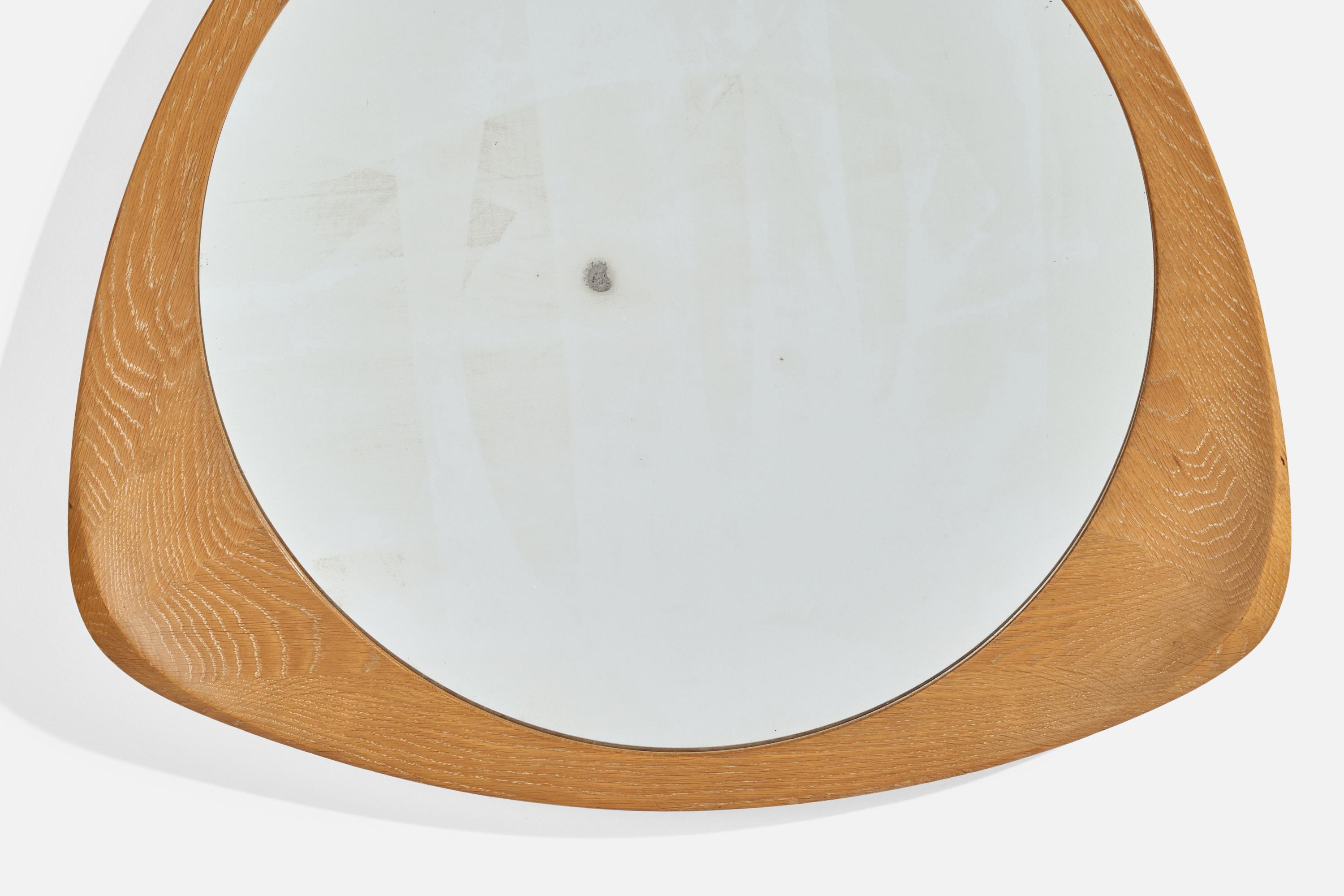 Mid-20th Century Glas & Trä, Wall Mirror, Oak, Sweden, 1960s For Sale