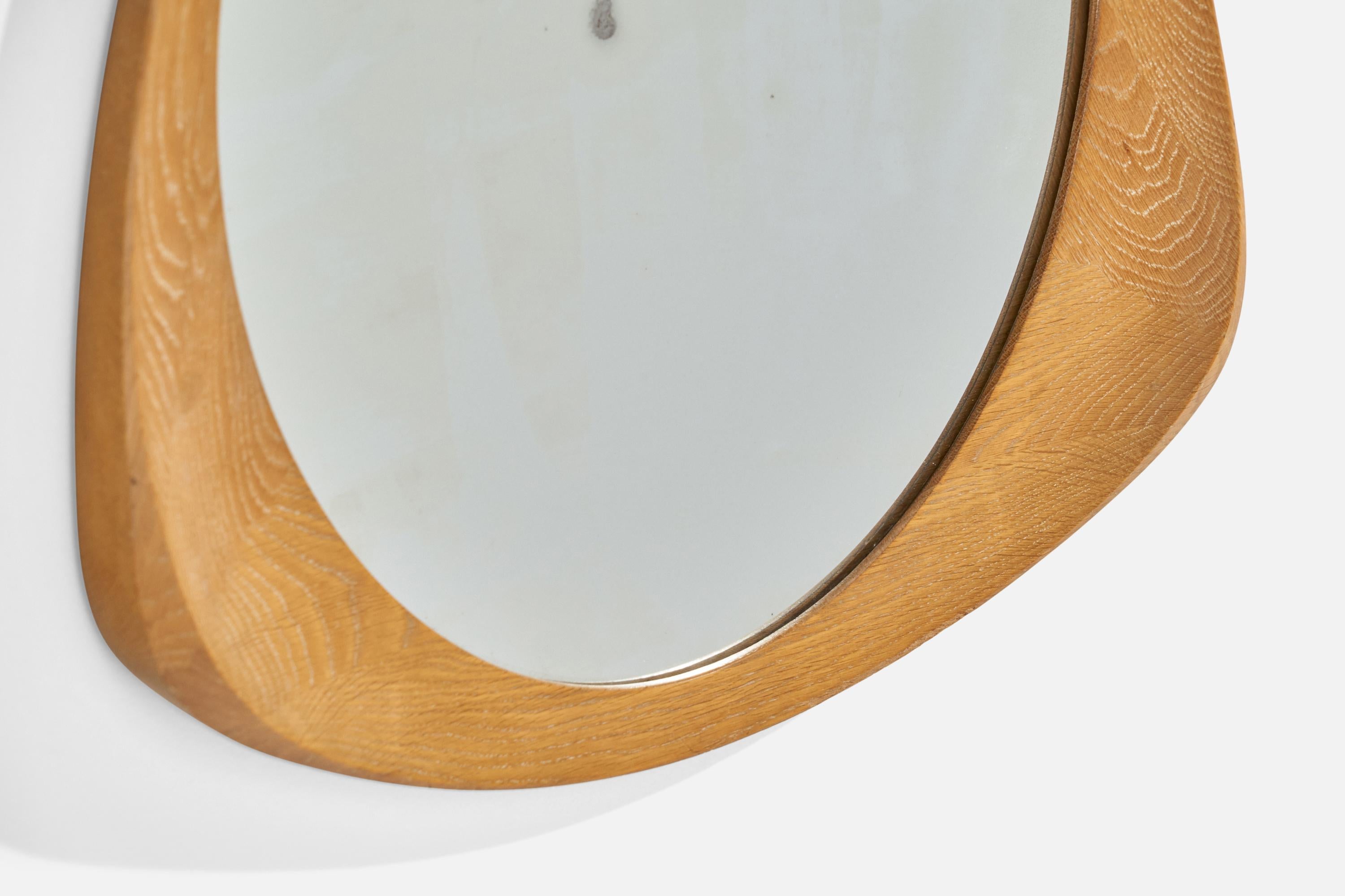 Glas & Trä, Wall Mirror, Oak, Sweden, 1960s For Sale 1