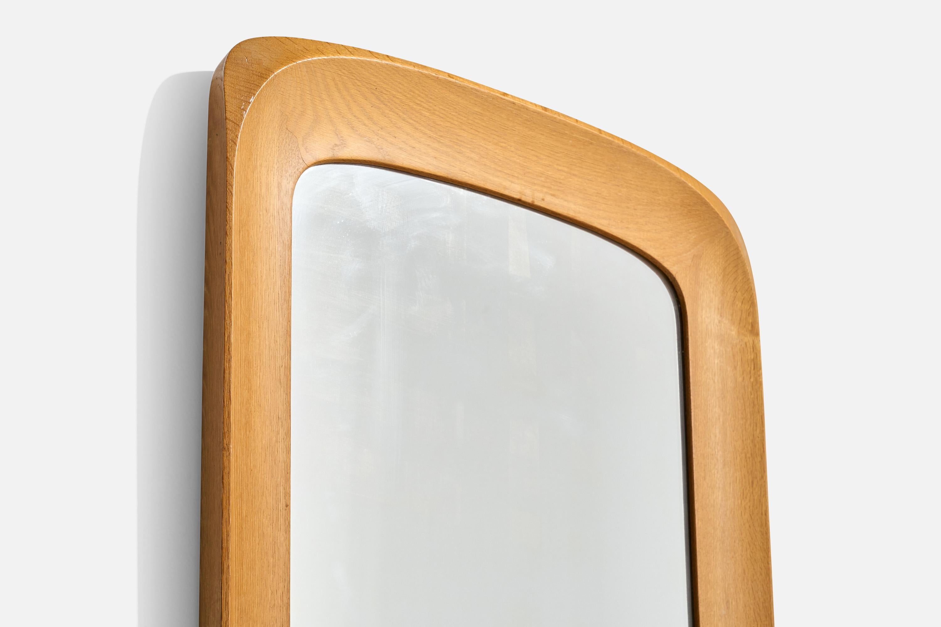Glas & Trä, Wall Mirror, Oak, Sweden, 1960s For Sale 2