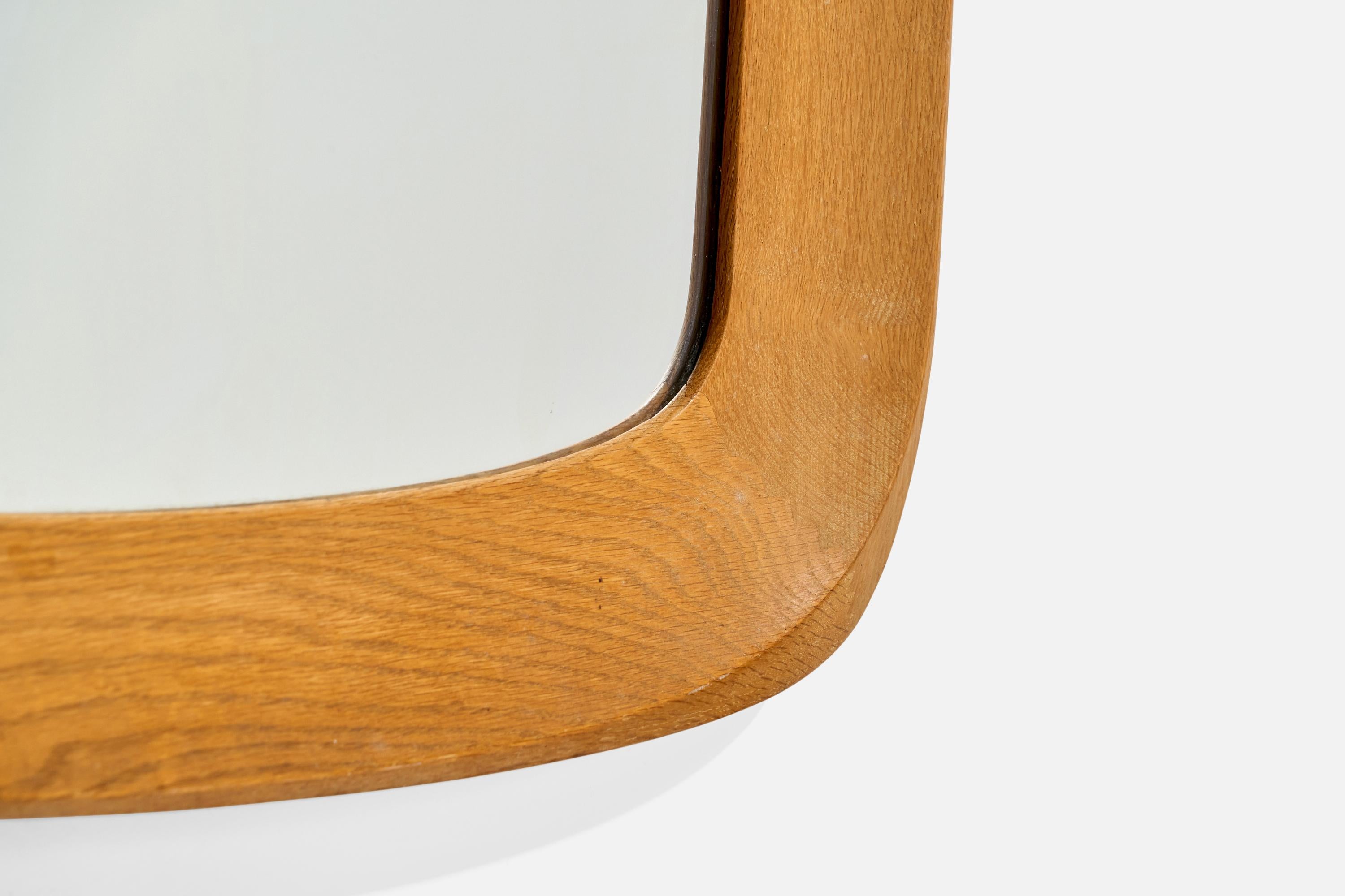 Glas & Trä, Wall Mirror, Oak, Sweden, 1960s For Sale 4