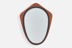 Glas & Trä, Wandspiegel, Palisander, schwarz lackiertes Holz, Hovmantorp, Schweden, 1950er Jahre