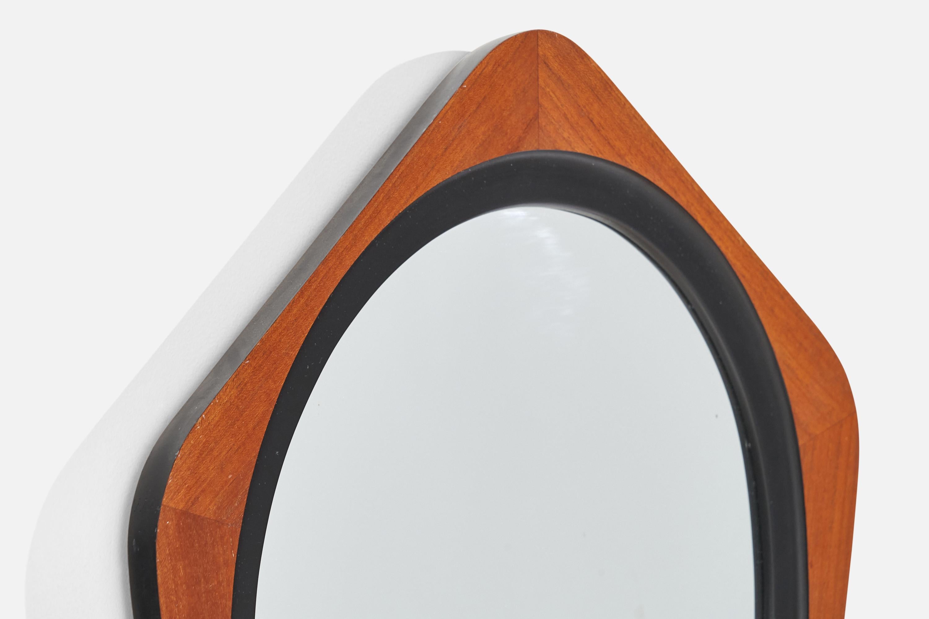 Glas & Trä, Wall Mirror, Rosewood, Black-Painted Wood, Hovmantorp, Sweden, 1950s In Good Condition For Sale In High Point, NC