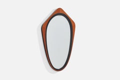 Vintage Glas & Trä, Wall Mirror, Rosewood, Black-Painted Wood, Hovmantorp, Sweden, 1950s