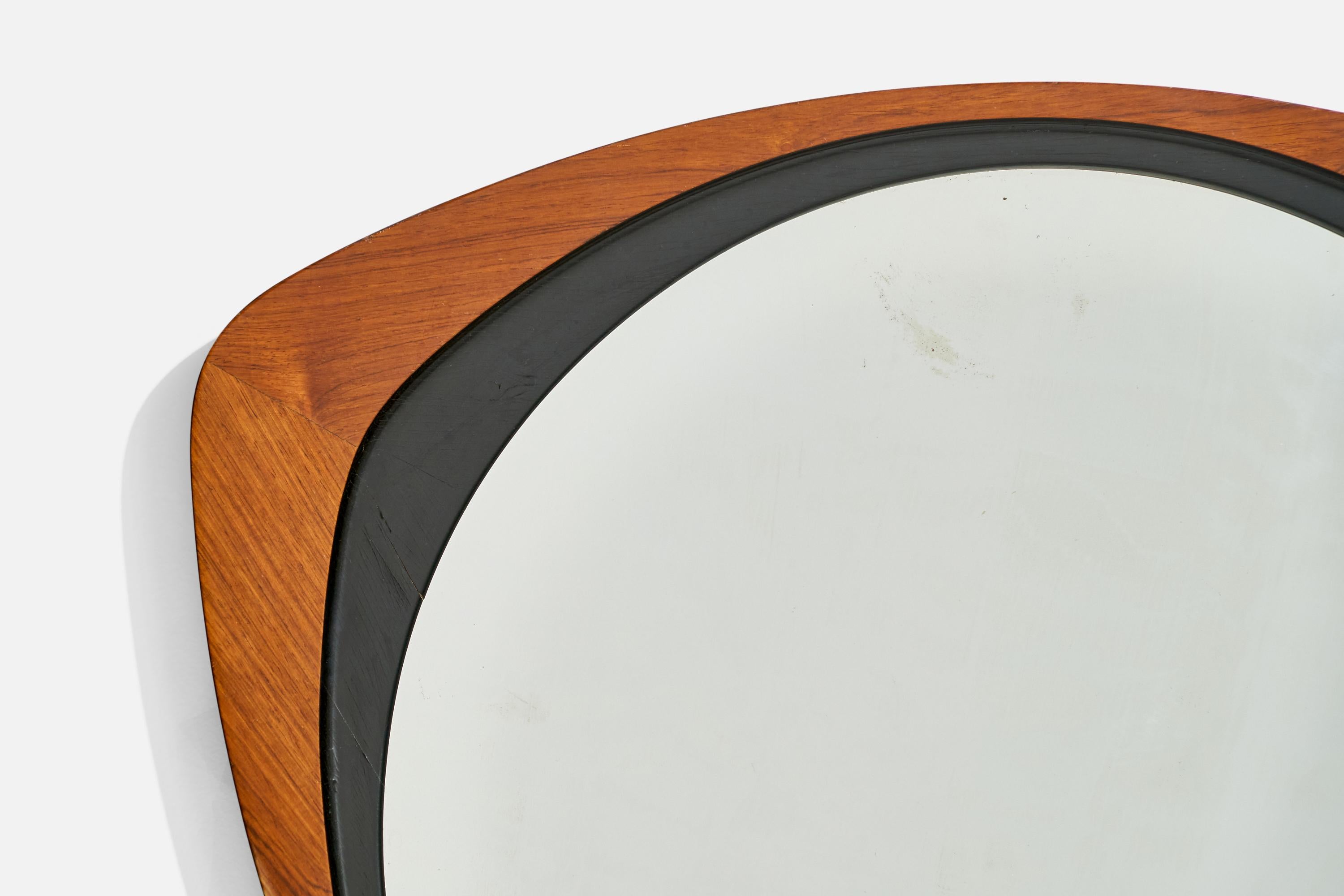 Glas & Trä, Wall Mirror, Rosewood, Black-Painted Wood, Sweden, 1950s For Sale 3