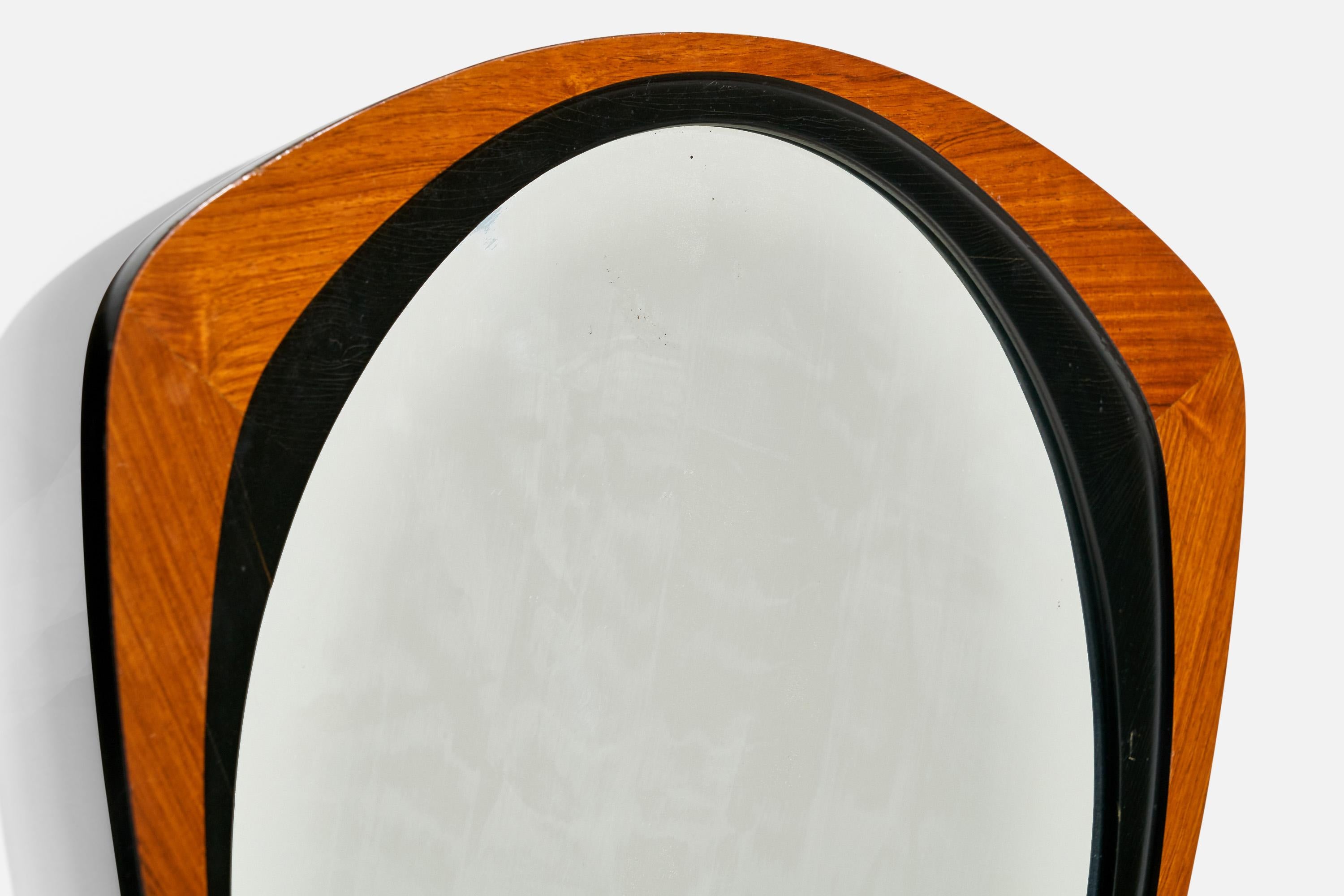 Glas & Trä, Wall Mirror, Rosewood, Black-Painted Wood, Sweden, 1950s For Sale 4