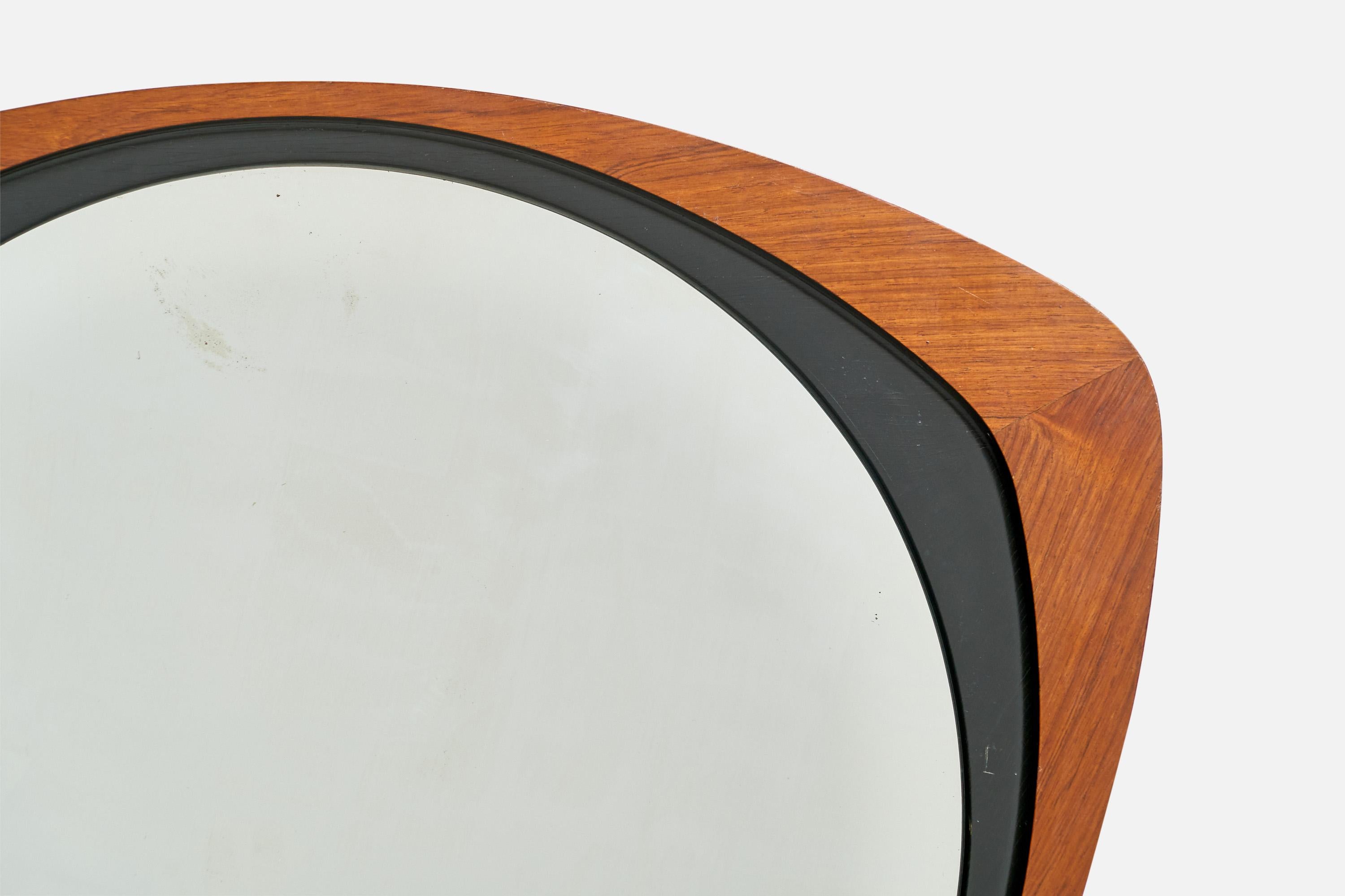 Glas & Trä, Wall Mirror, Rosewood, Black-Painted Wood, Sweden, 1950s For Sale 6