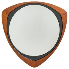Glas & Trä, Wall Mirror, Rosewood, Black-Painted Wood, Sweden, 1950s