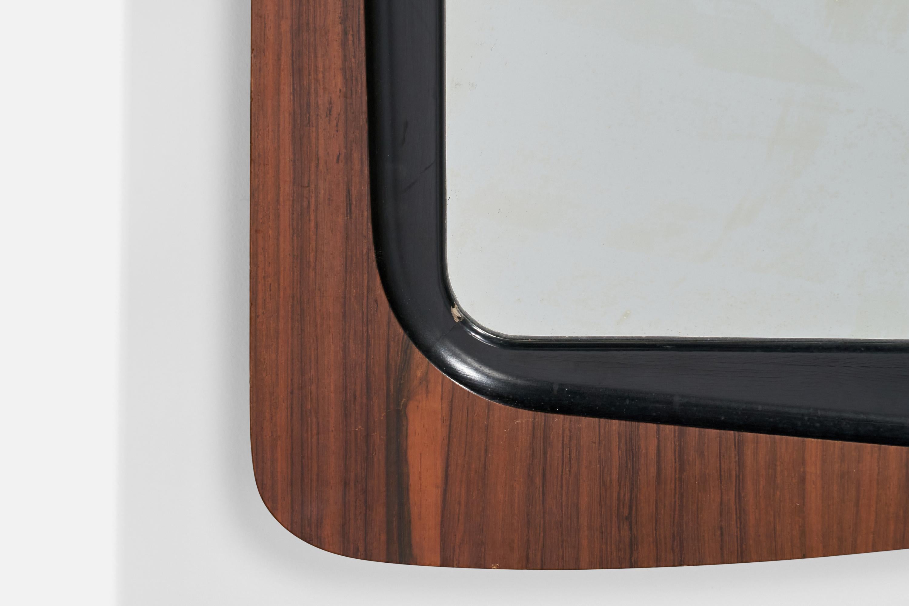 Glas & Trä, Wall Mirror, Rosewood, Crystal Glass, 1950s For Sale 3