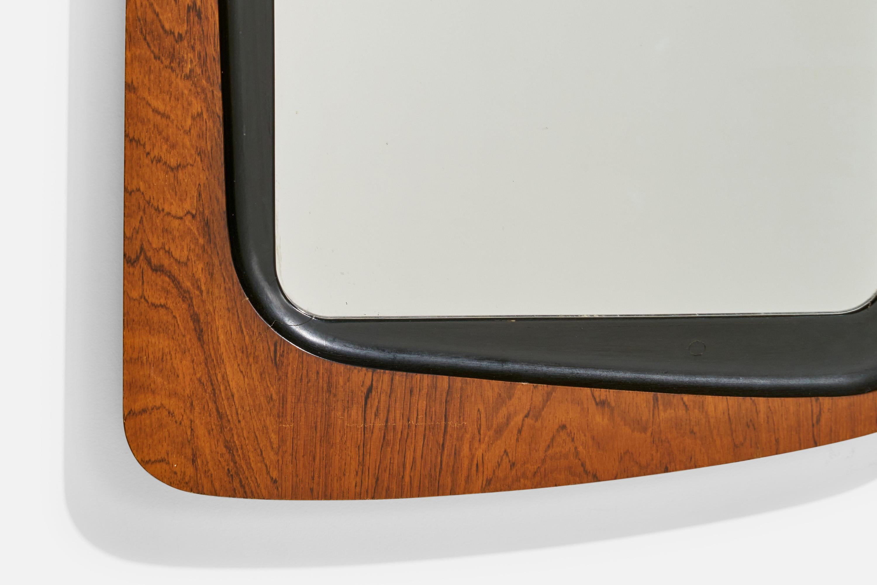 Glas & Trä, Wall Mirror, Rosewood, Crystal Glass, 1950s For Sale 5