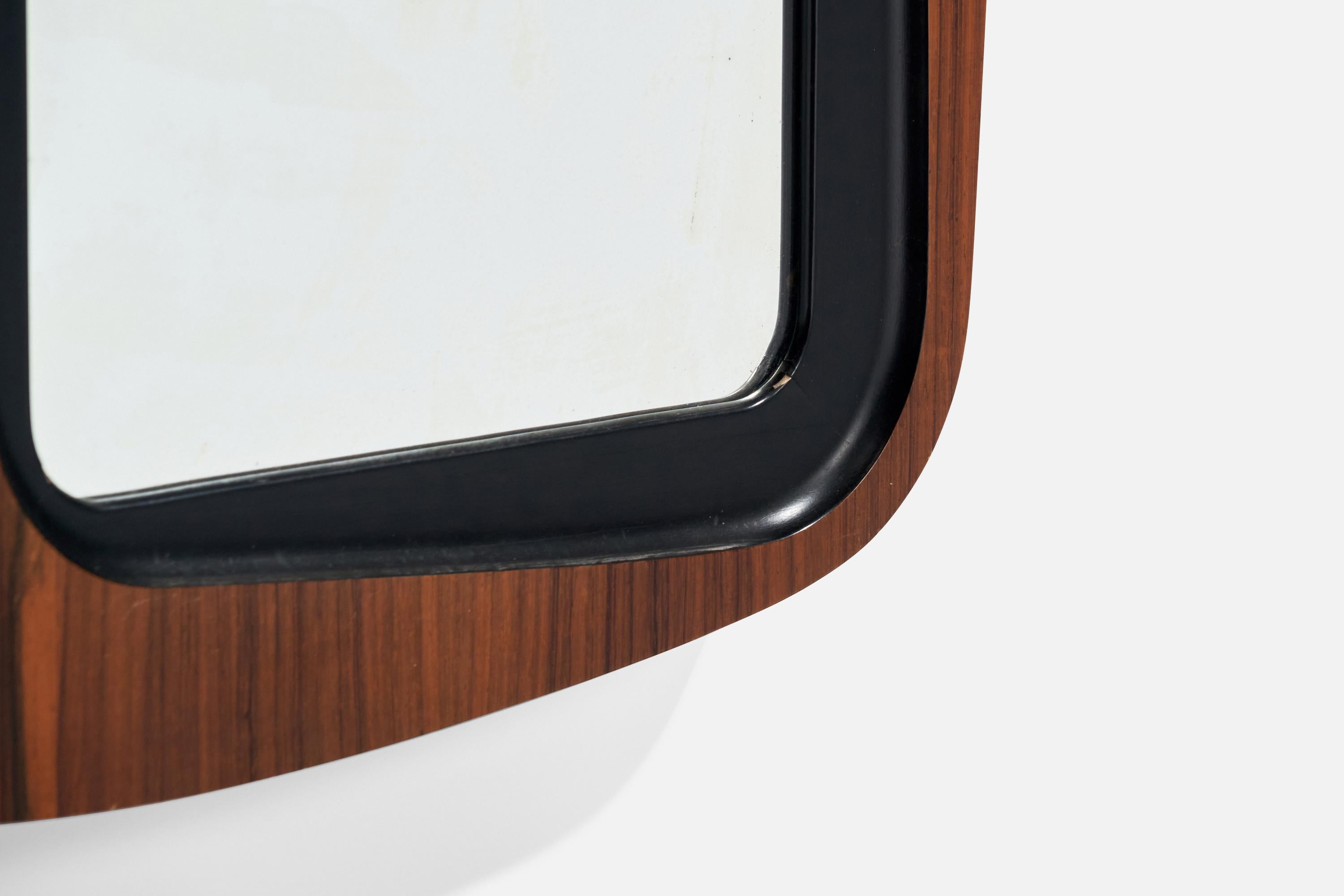 Glas & Trä, Wall Mirror, Rosewood, Crystal Glass, 1950s For Sale 5