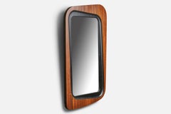 Glas & Trä, Wandspiegel, Palisanderholz, Kristallglas, 1950er Jahre