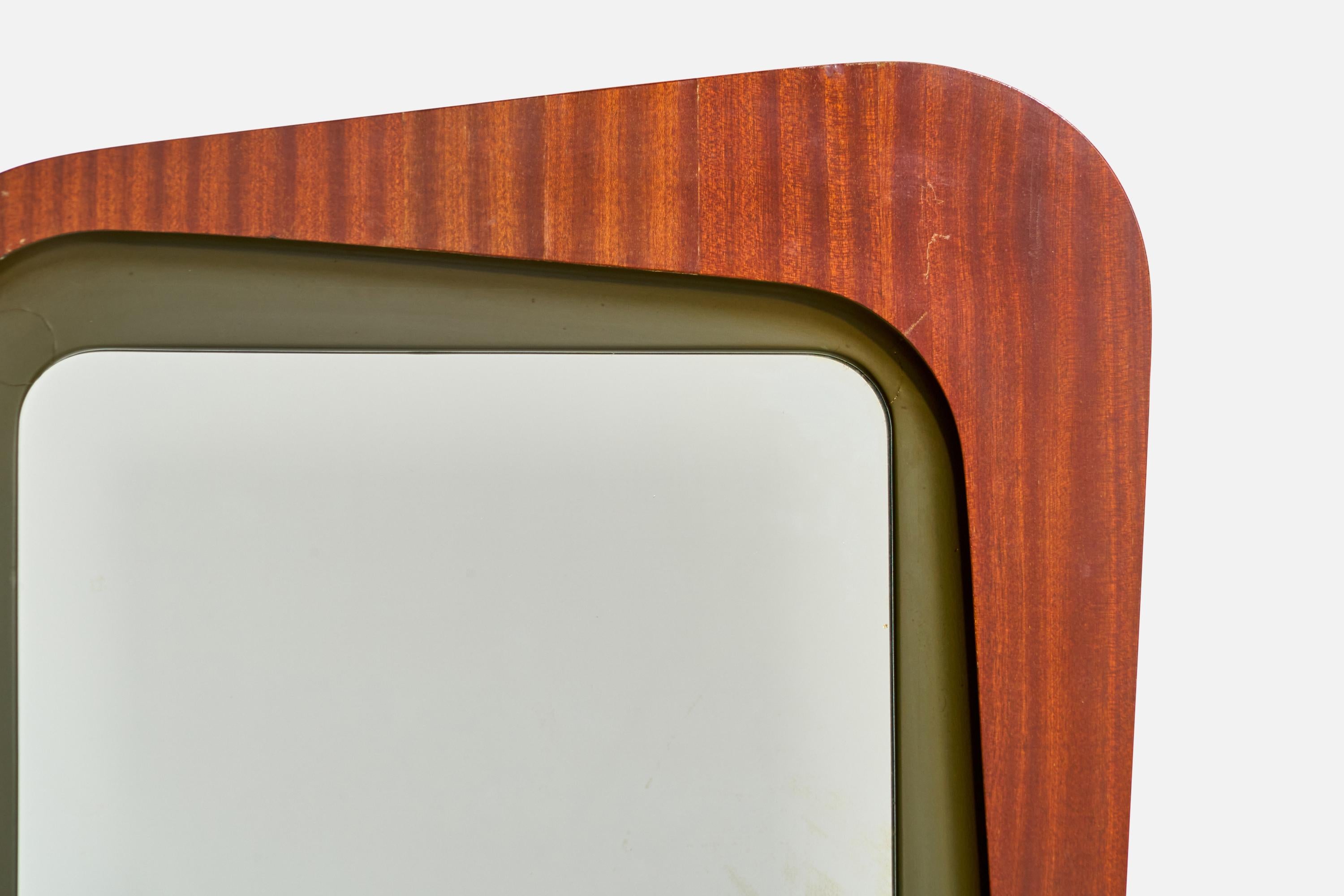 Glas & Trä, Wall Mirror, Rosewood, Crystal Glass, 1950s In Good Condition For Sale In High Point, NC
