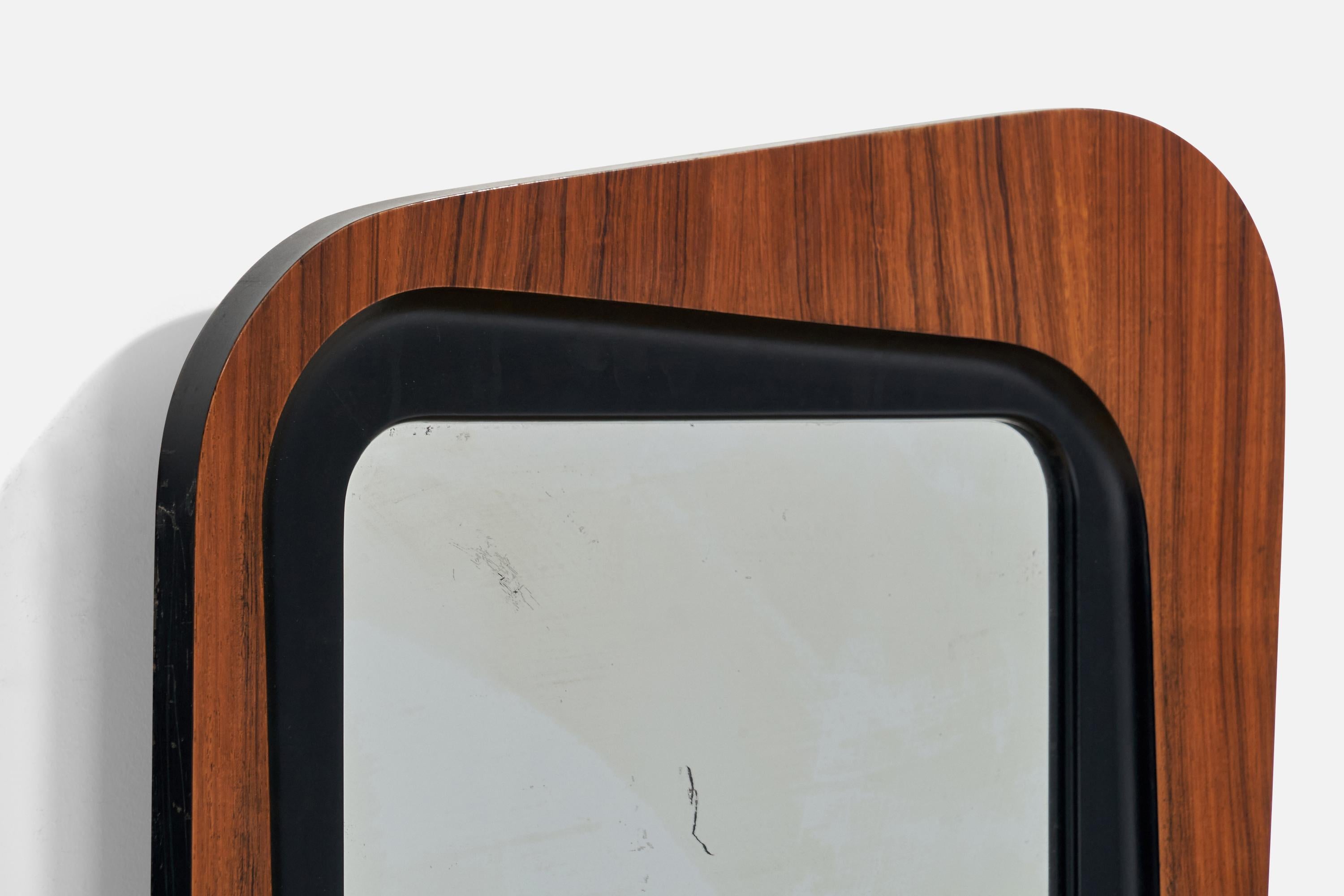 Glas & Trä, Wall Mirror, Rosewood, Crystal Glass, 1950s In Good Condition For Sale In High Point, NC