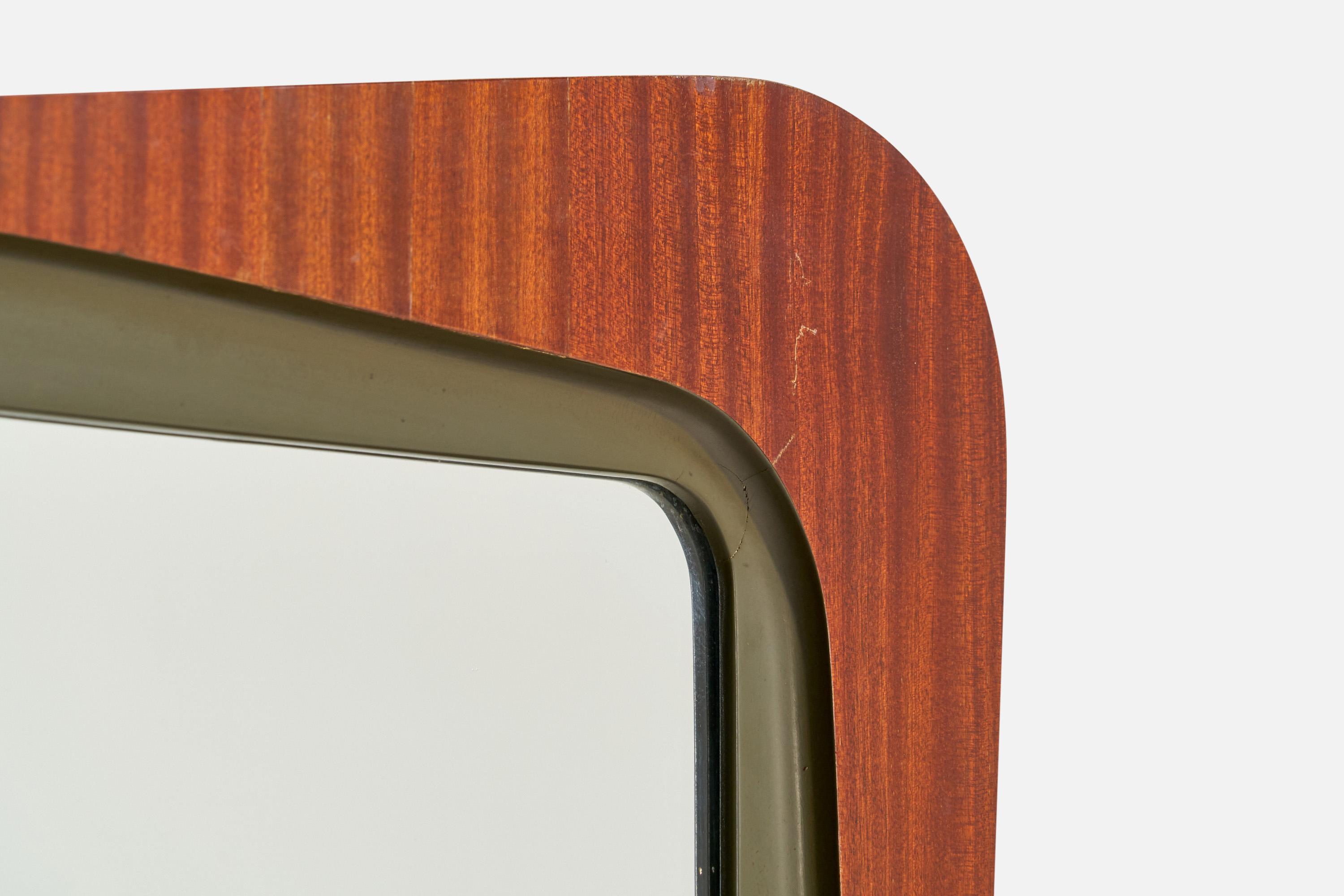 Mid-20th Century Glas & Trä, Wall Mirror, Rosewood, Crystal Glass, 1950s For Sale