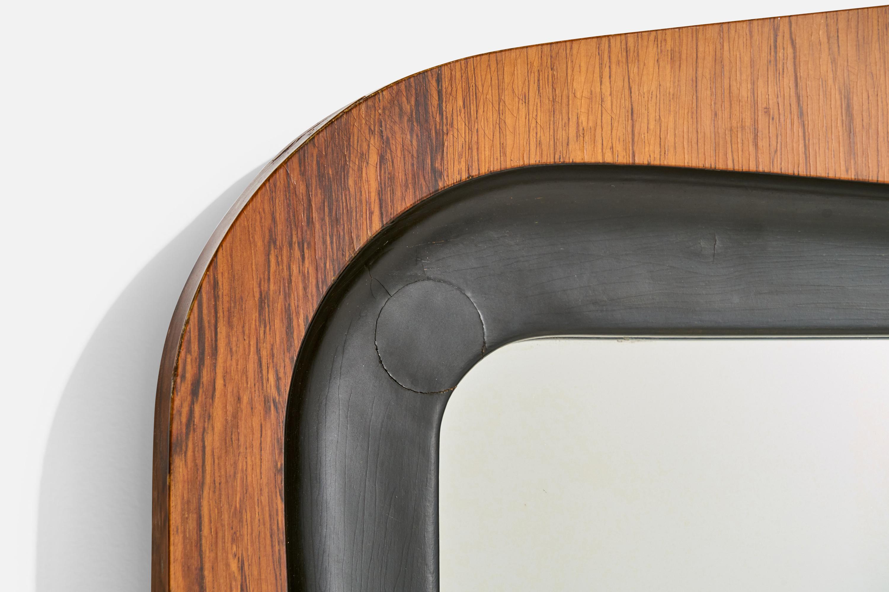 Mid-20th Century Glas & Trä, Wall Mirror, Rosewood, Crystal Glass, 1950s For Sale
