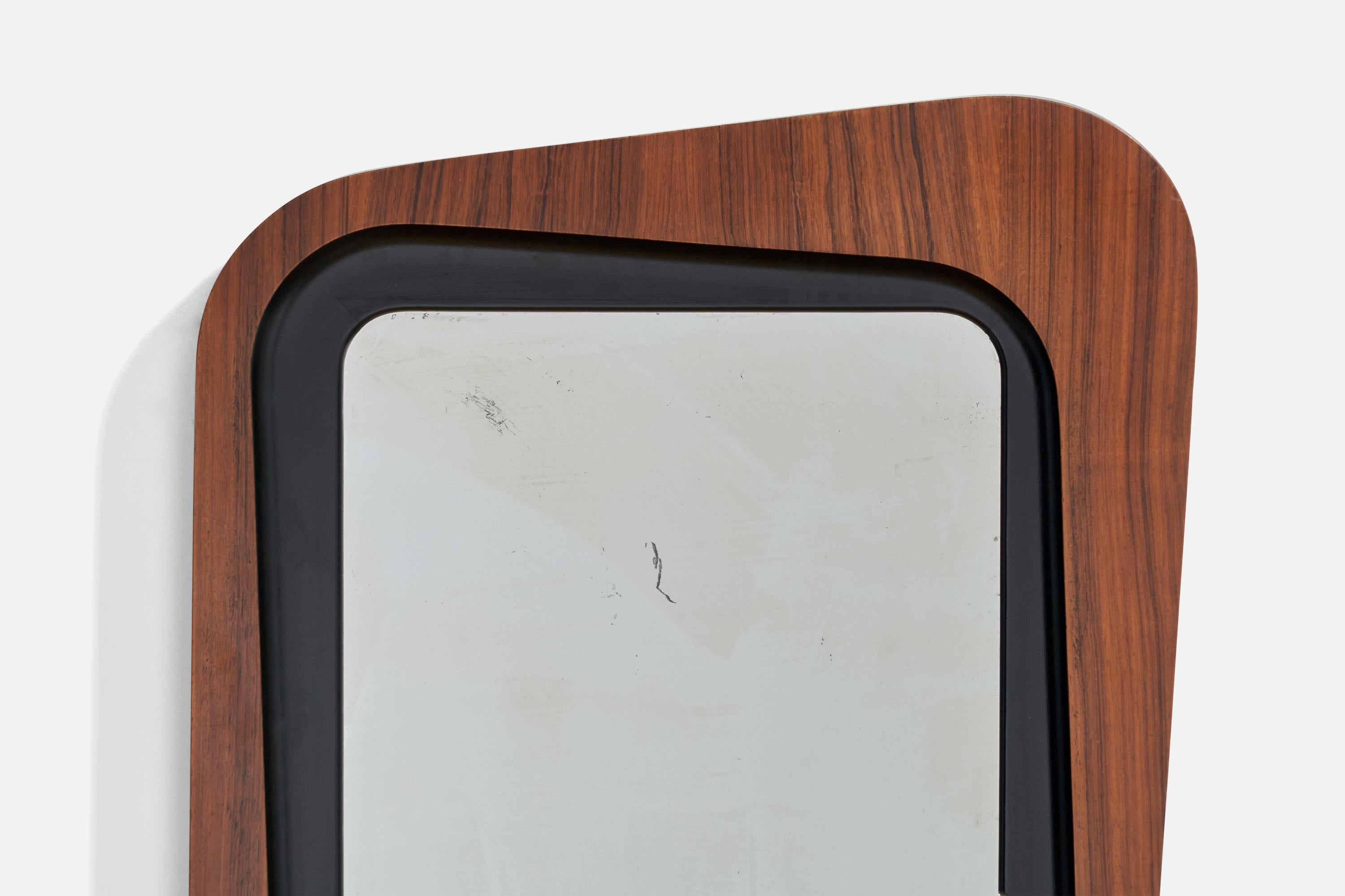Mid-20th Century Glas & Trä, Wall Mirror, Rosewood, Crystal Glass, 1950s For Sale
