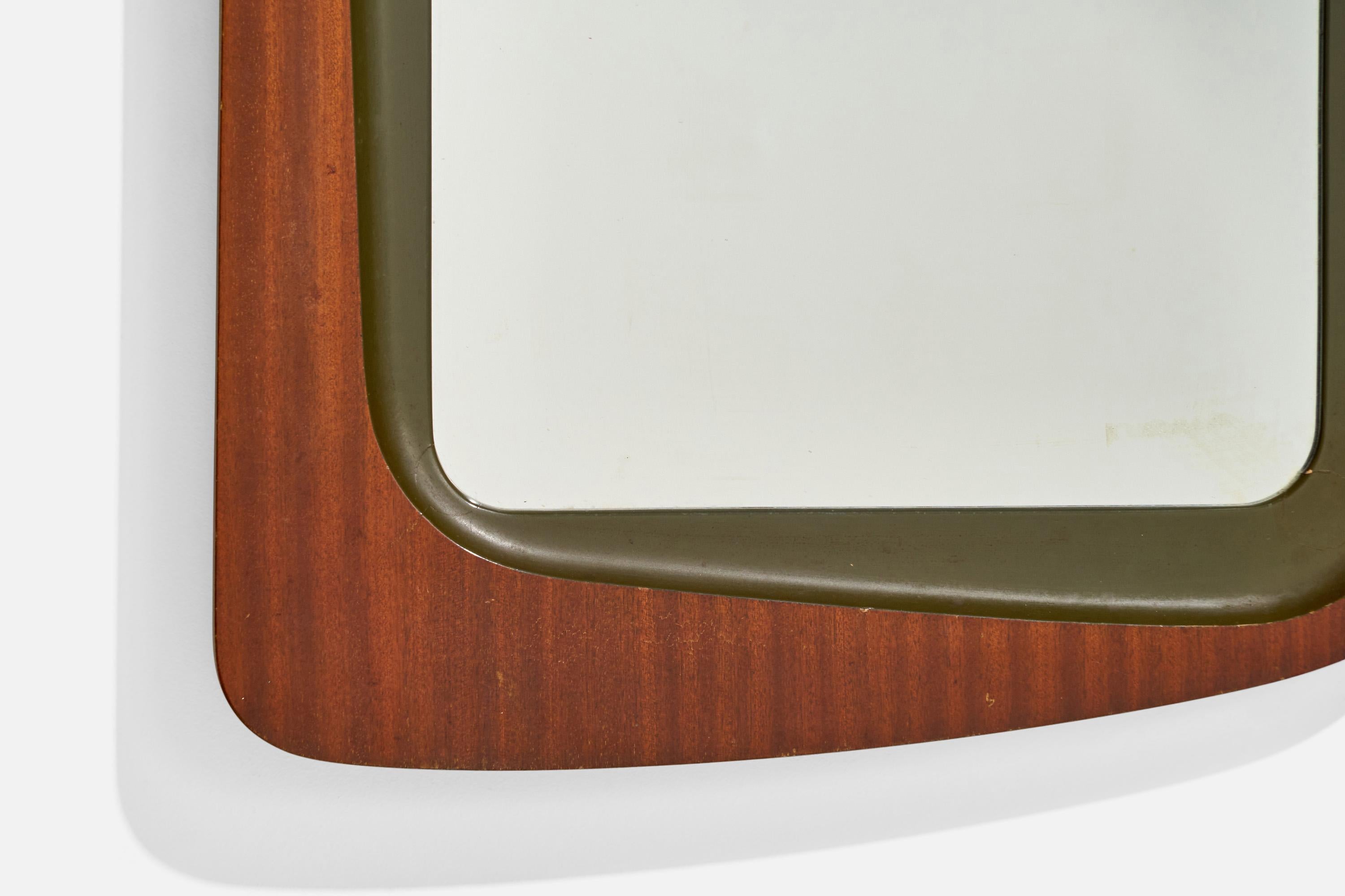 Glas & Trä, Wall Mirror, Rosewood, Crystal Glass, 1950s For Sale 1