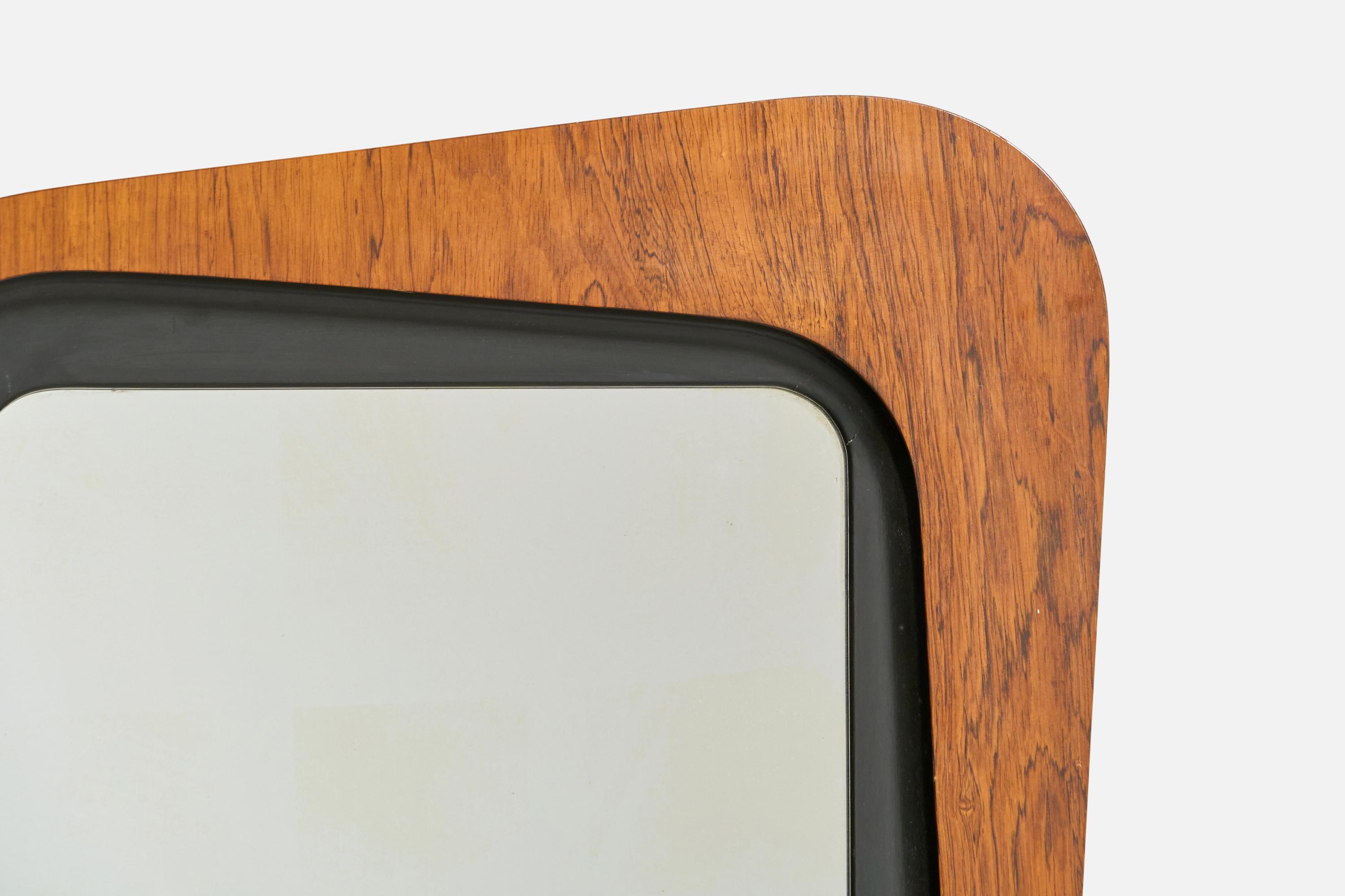 Glas & Trä, Wall Mirror, Rosewood, Crystal Glass, 1950s For Sale 1