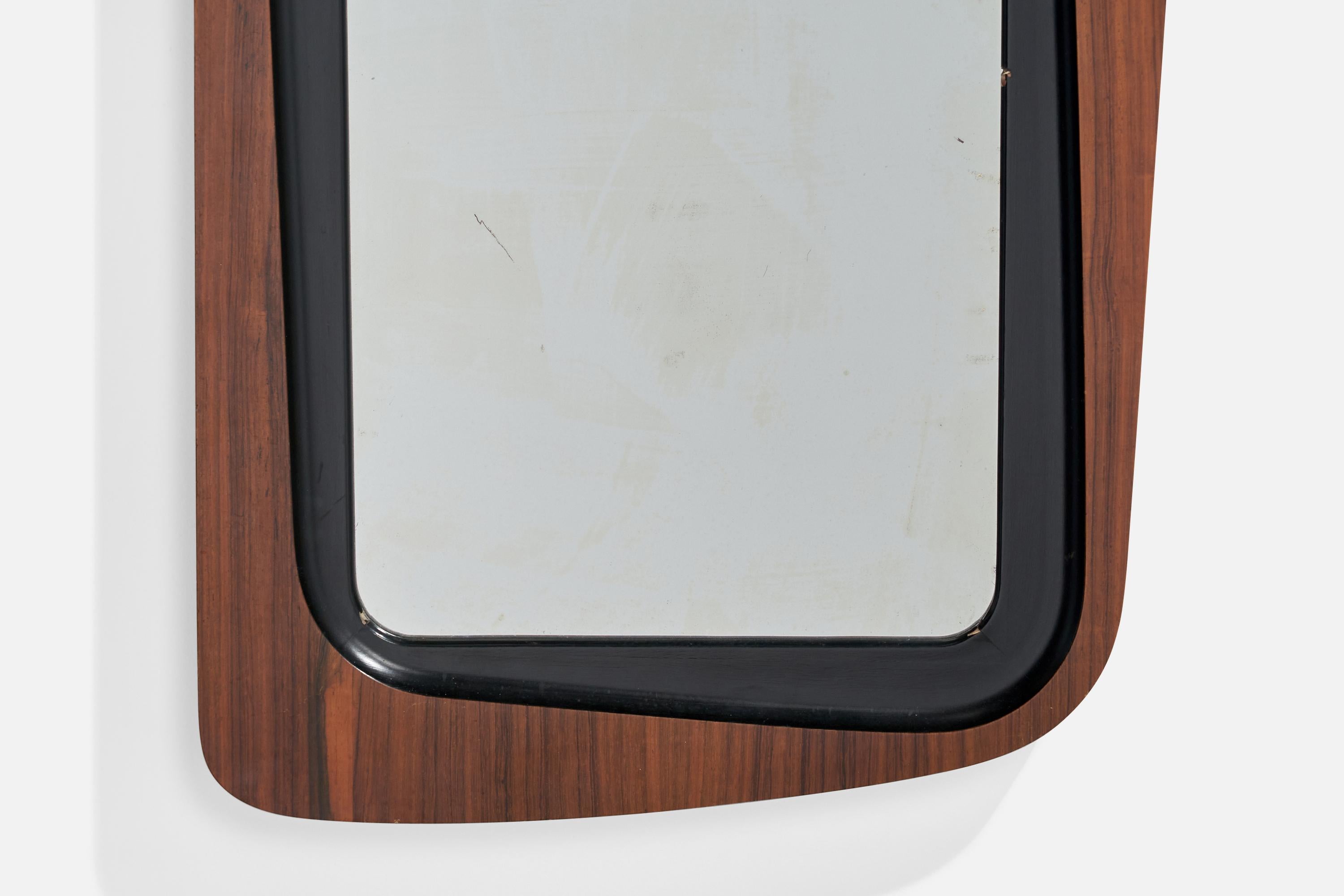 Glas & Trä, Wall Mirror, Rosewood, Crystal Glass, 1950s For Sale 1
