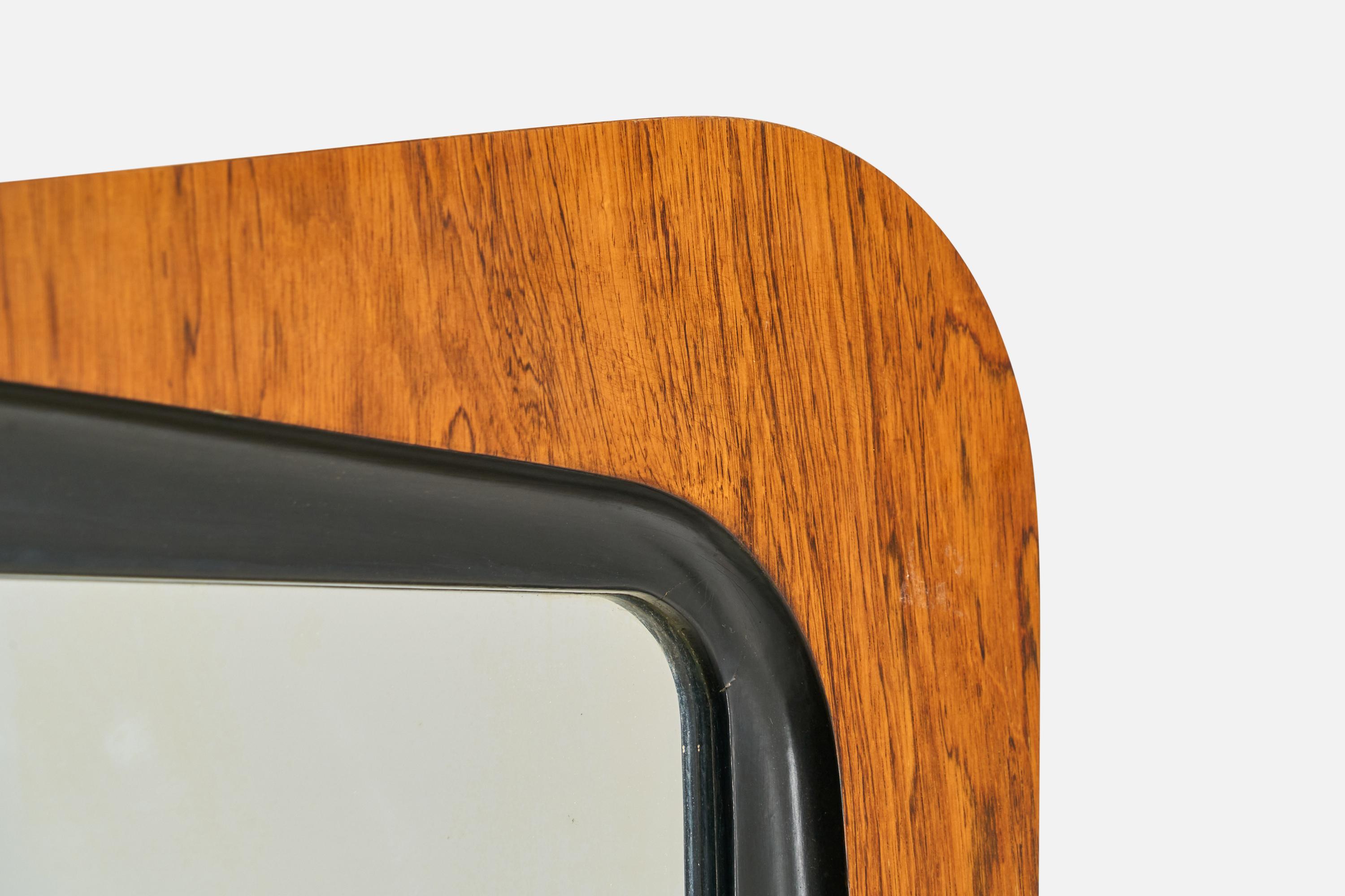 Glas & Trä, Wall Mirror, Rosewood, Crystal Glass, 1950s For Sale 2