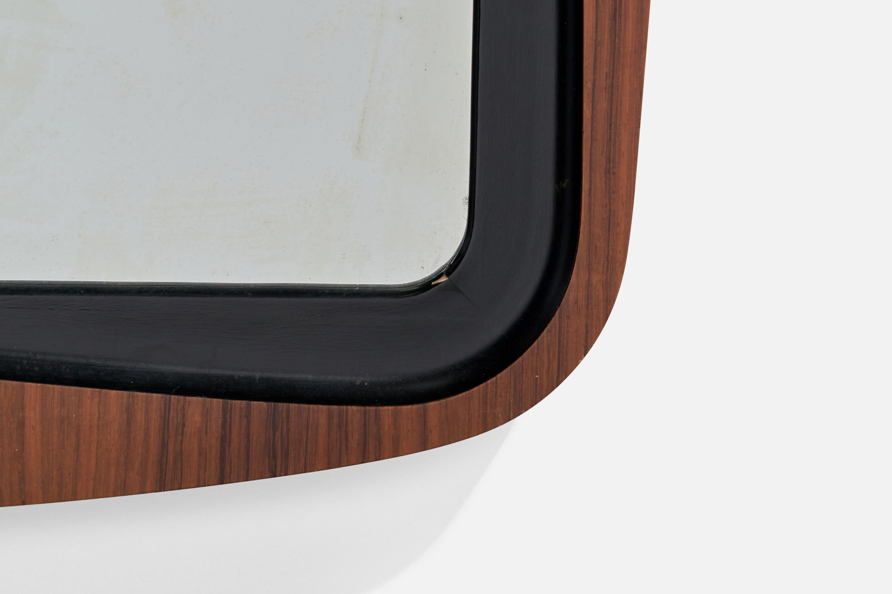 Glas & Trä, Wall Mirror, Rosewood, Crystal Glass, 1950s For Sale 2