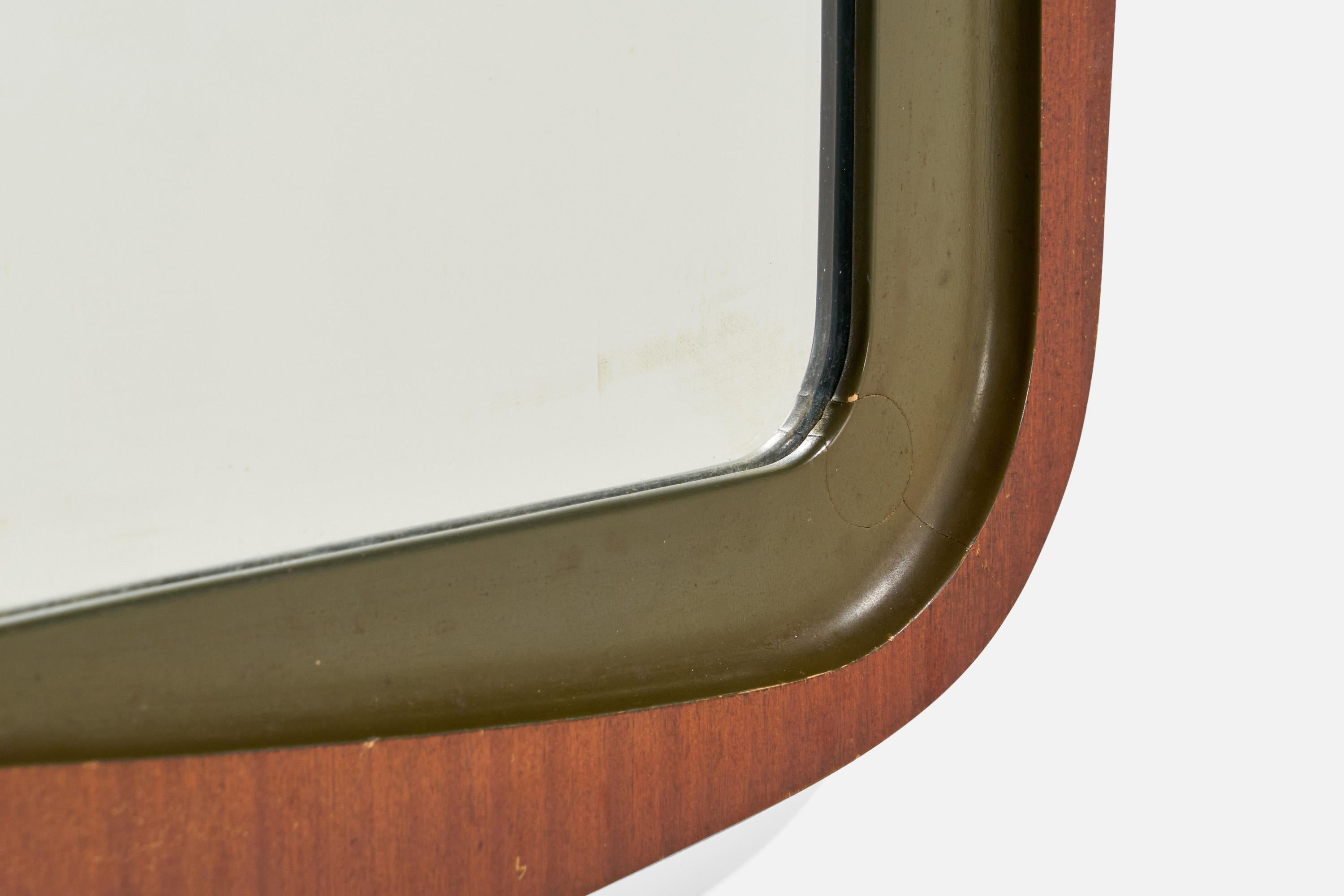 Glas & Trä, Wall Mirror, Rosewood, Crystal Glass, 1950s For Sale 3