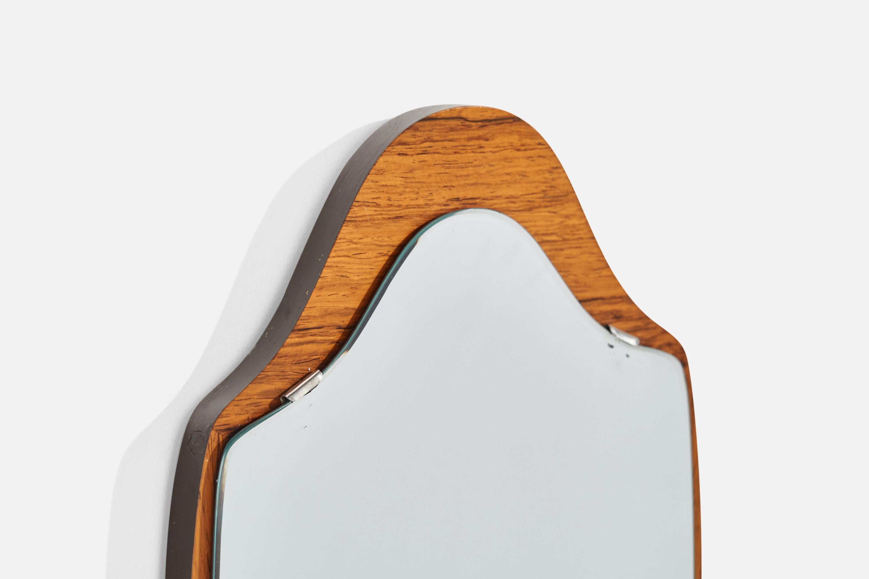 Swedish Glas & Trä, Wall Mirror, Rosewood, Mirror, Hovmantorp Sweden 1950s For Sale