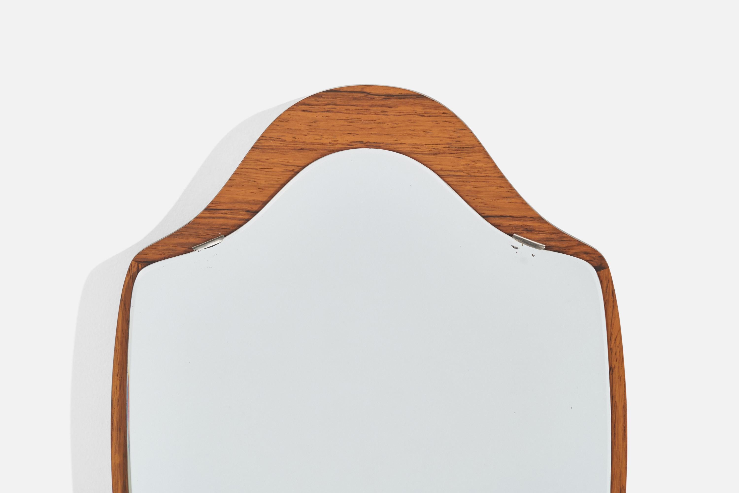 Glas & Trä, Wall Mirror, Rosewood, Mirror, Hovmantorp Sweden 1950s In Good Condition For Sale In High Point, NC