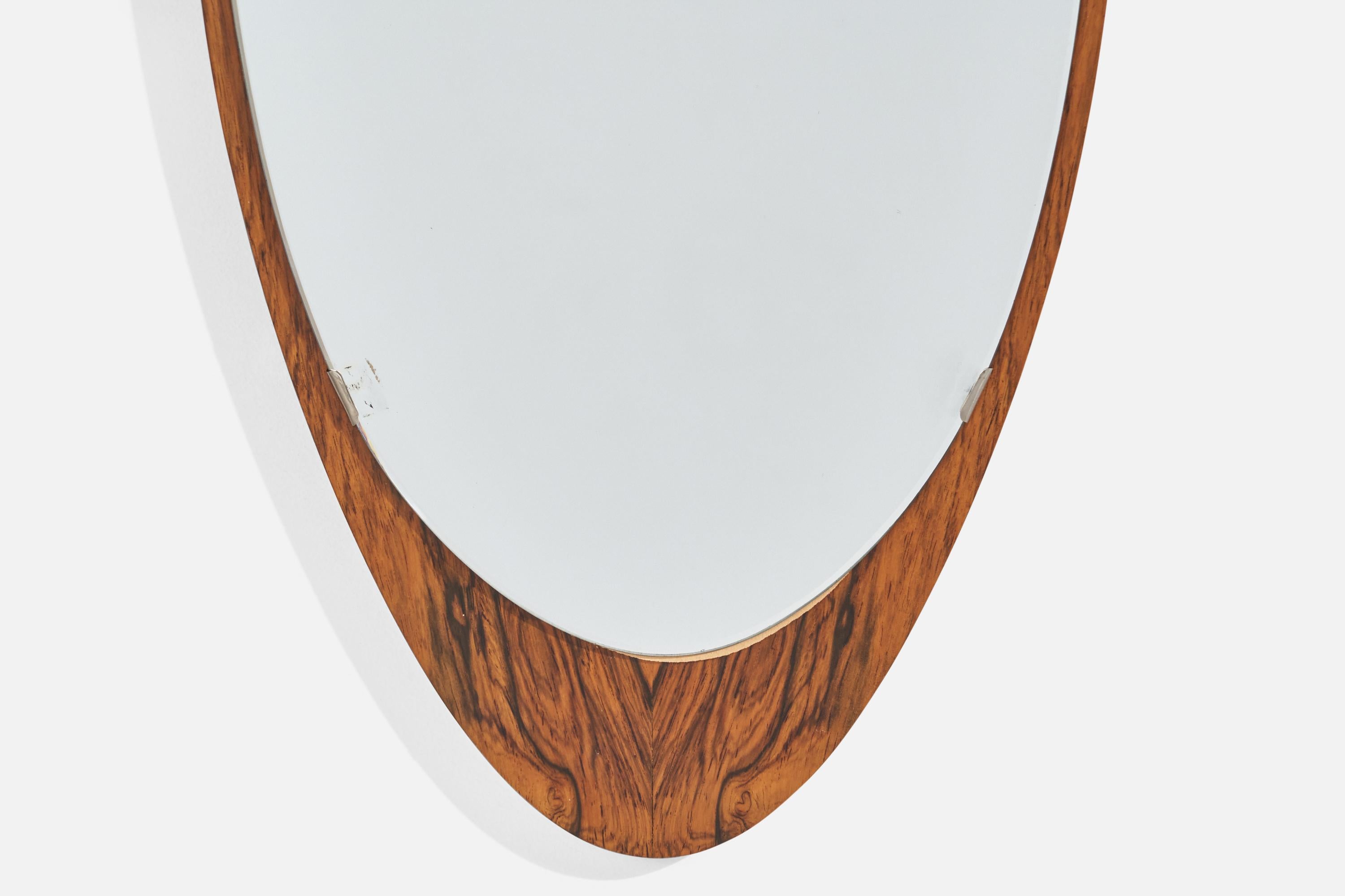 Mid-20th Century Glas & Trä, Wall Mirror, Rosewood, Mirror, Hovmantorp Sweden 1950s For Sale
