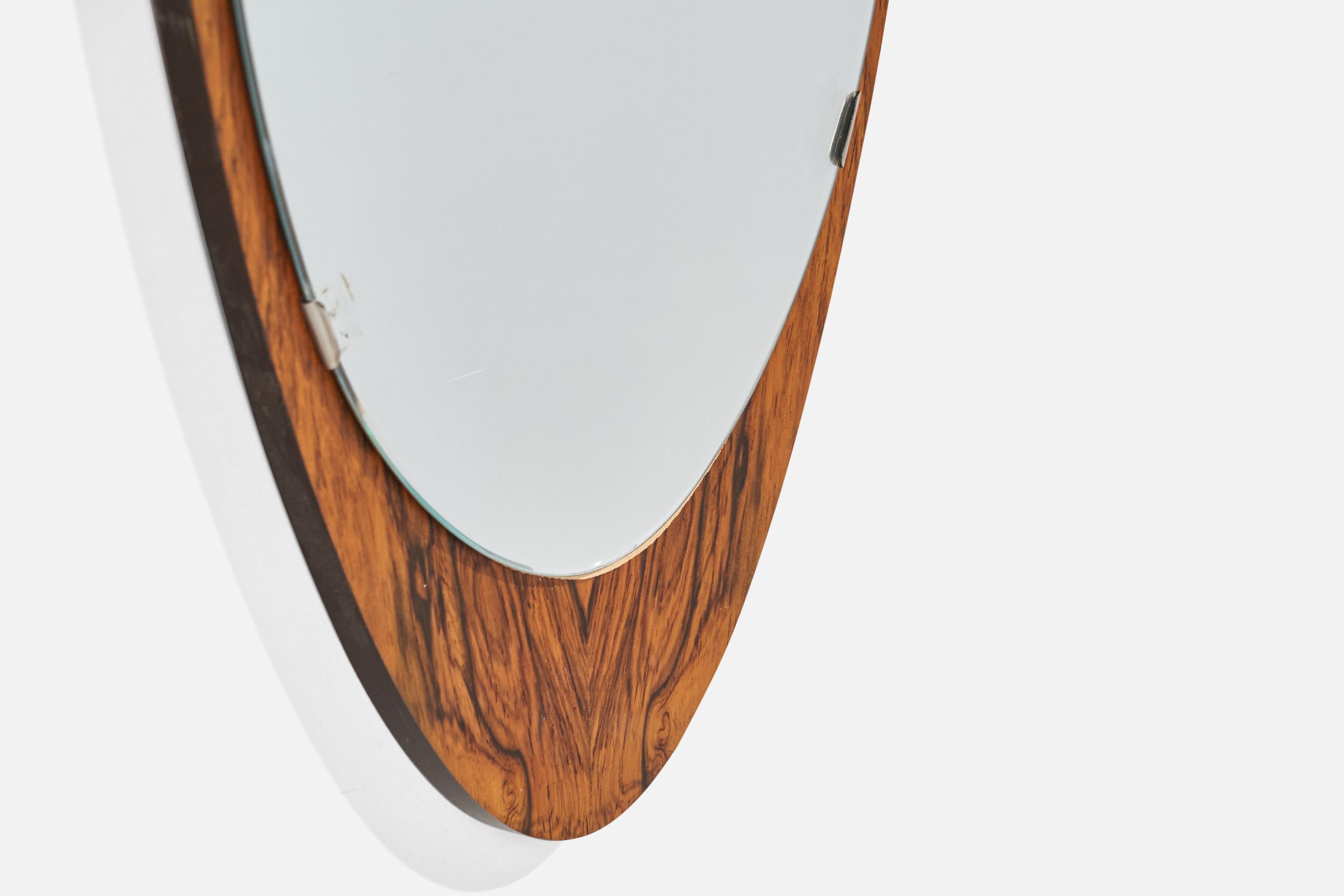 Glas & Trä, Miroir mural, Bois de rose, Miroir, Hovmantorp Suède 1950s en vente 1
