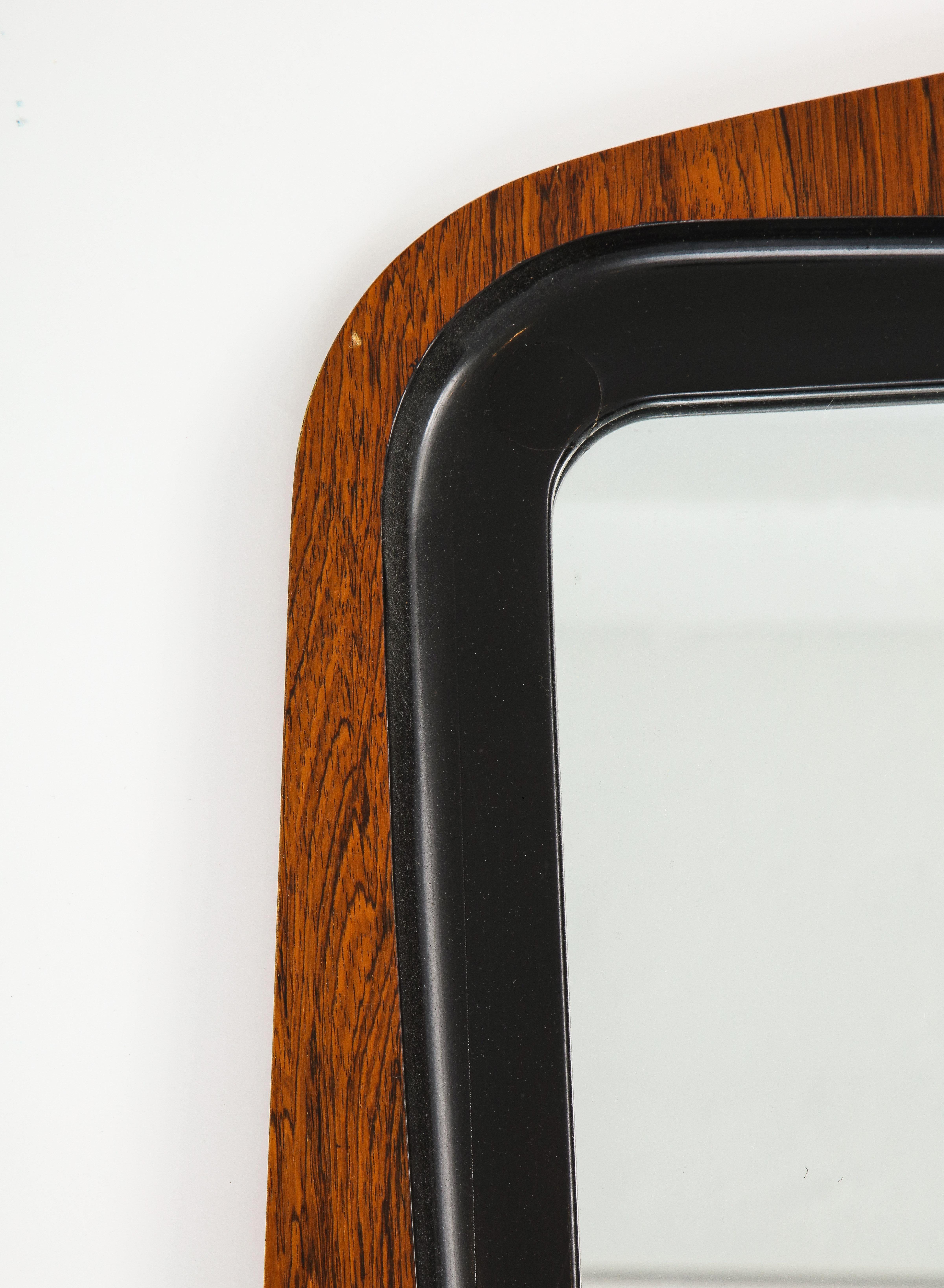 Mid-Century Modern Glas & Trä Wall Mirror Rosewood & Painted Wood Hovmantorp, Sweden 1950's For Sale