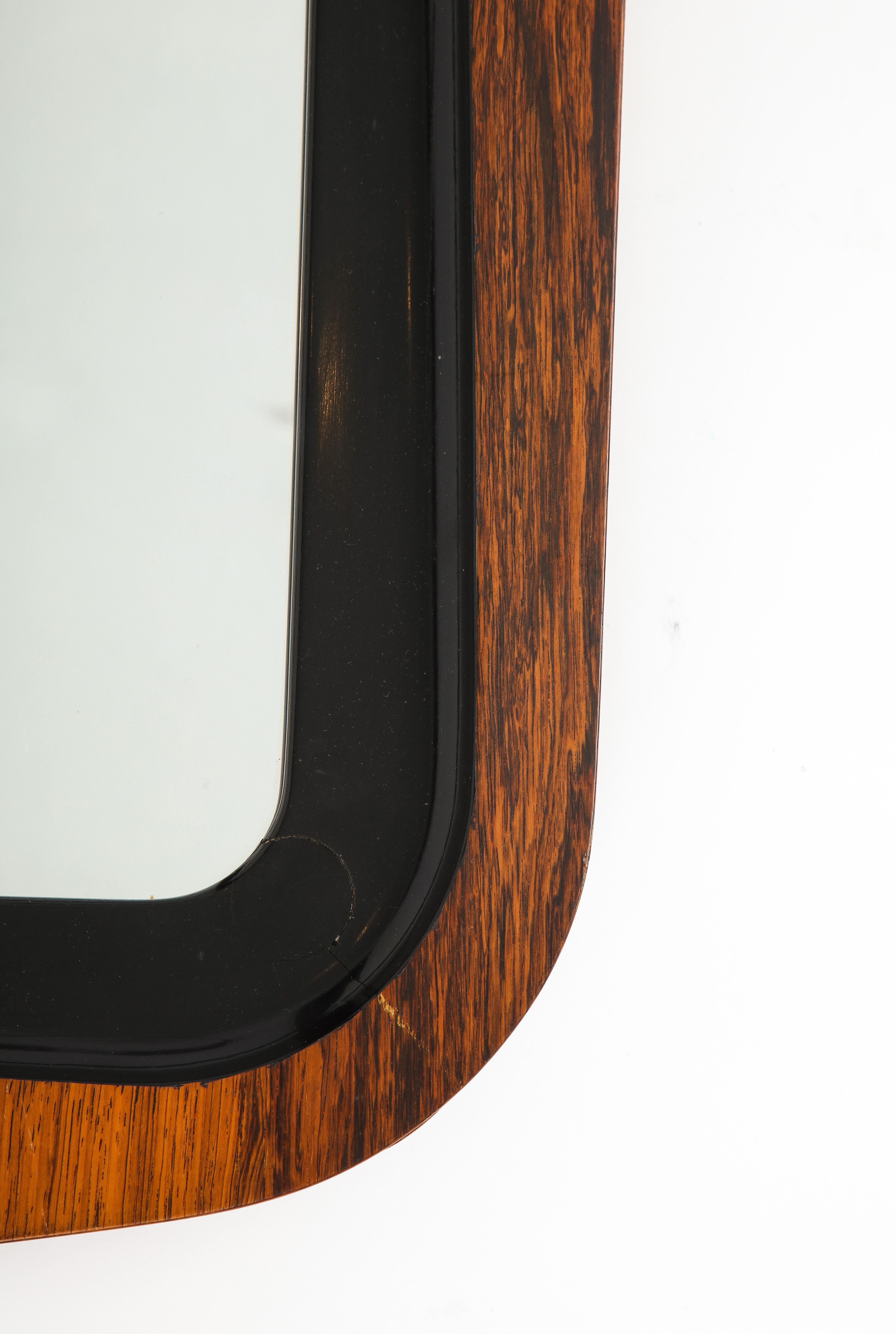 Swedish Glas & Trä Wall Mirror Rosewood & Painted Wood Hovmantorp, Sweden 1950's For Sale
