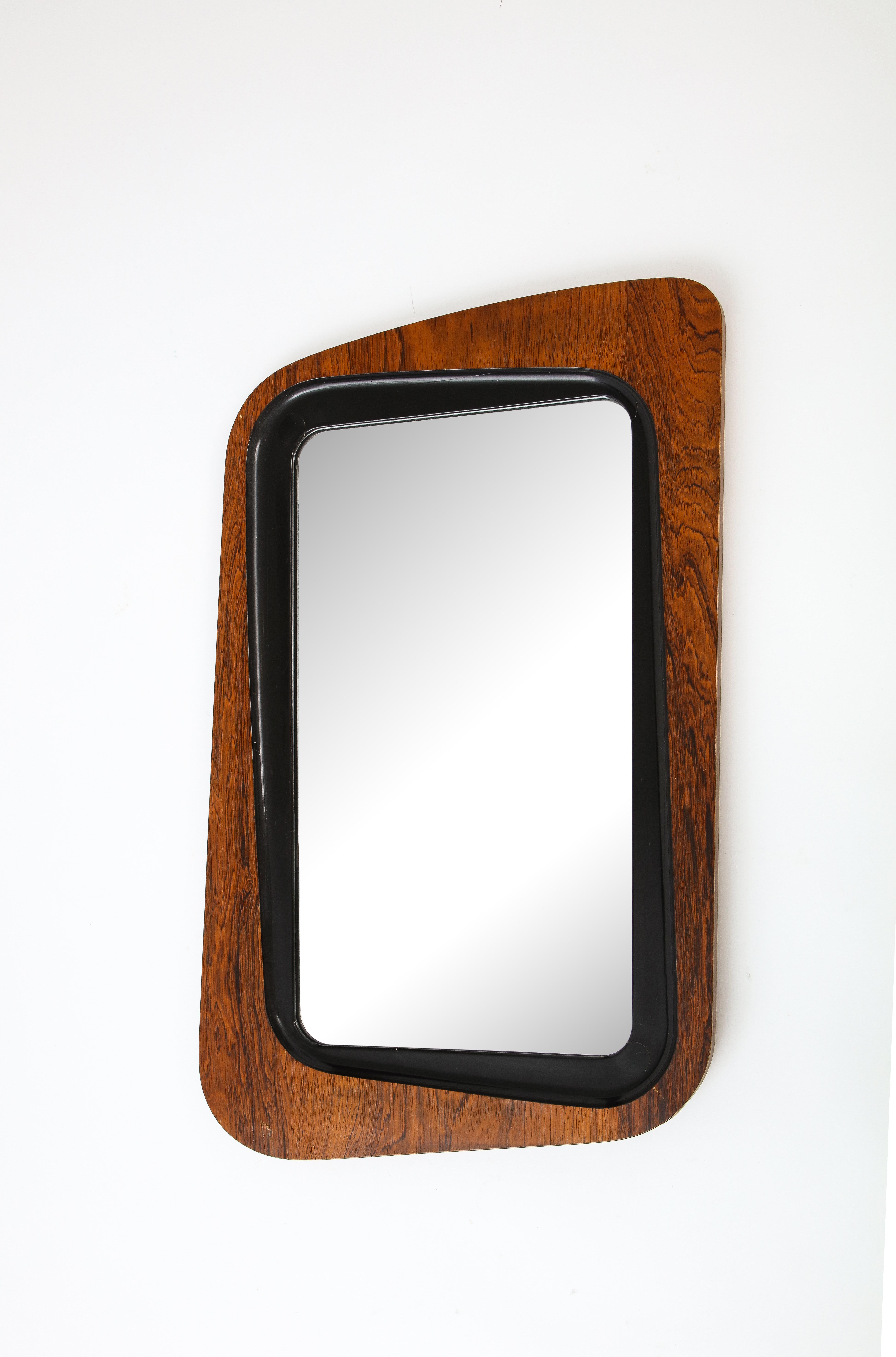 Glas & Trä Wall Mirror Rosewood & Painted Wood Hovmantorp, Sweden 1950's For Sale 1