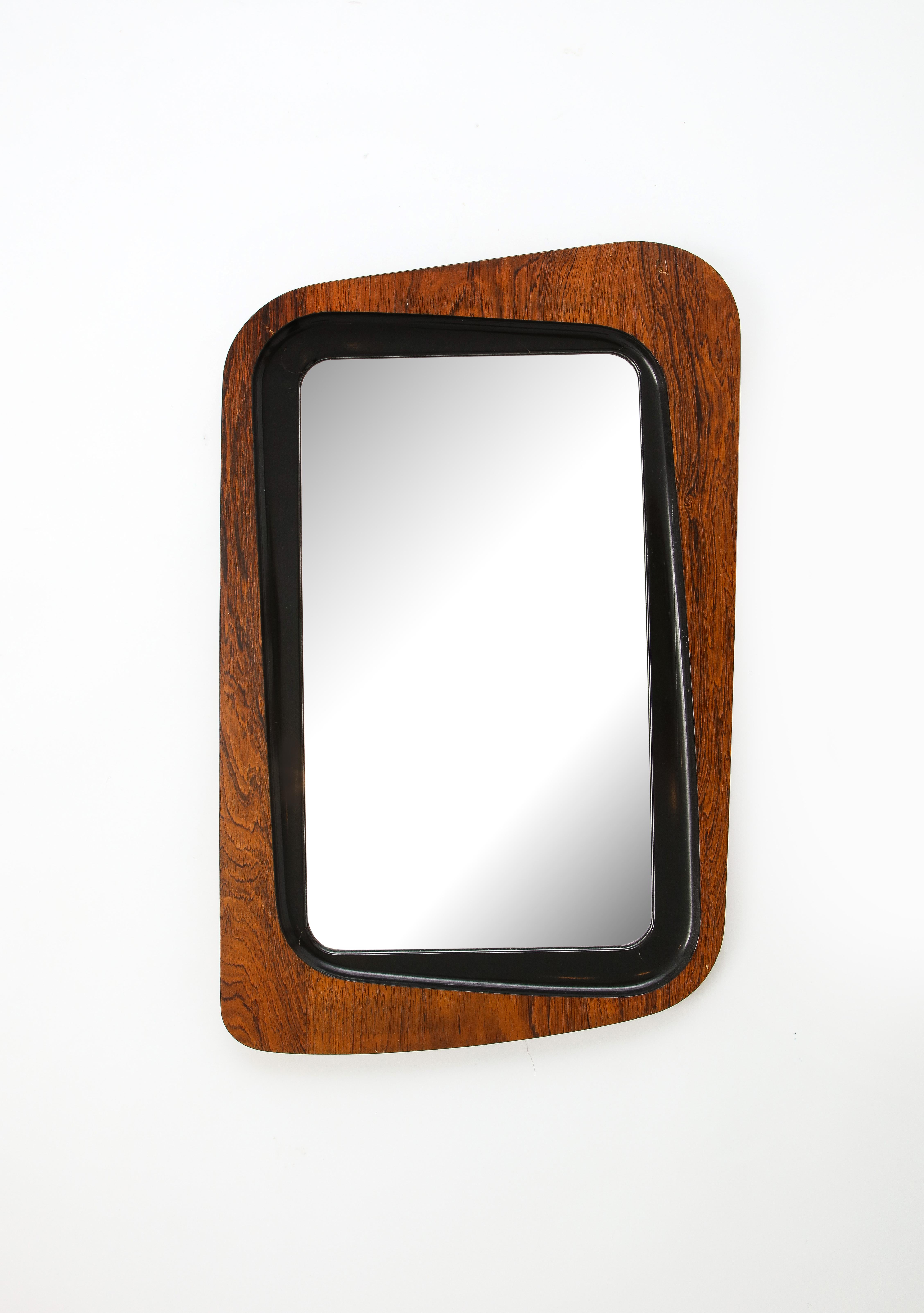Glas & Trä Wall Mirror Rosewood & Painted Wood Hovmantorp, Sweden 1950's For Sale 2