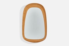 Glas & Trä, Wall Mirror, Stained Oak, Crystal Glass, Sweden, 1950s