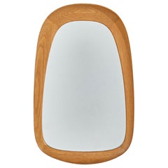 Glas & Trä, Wall Mirror, Stained Oak, Crystal Glass, Sweden, 1950s
