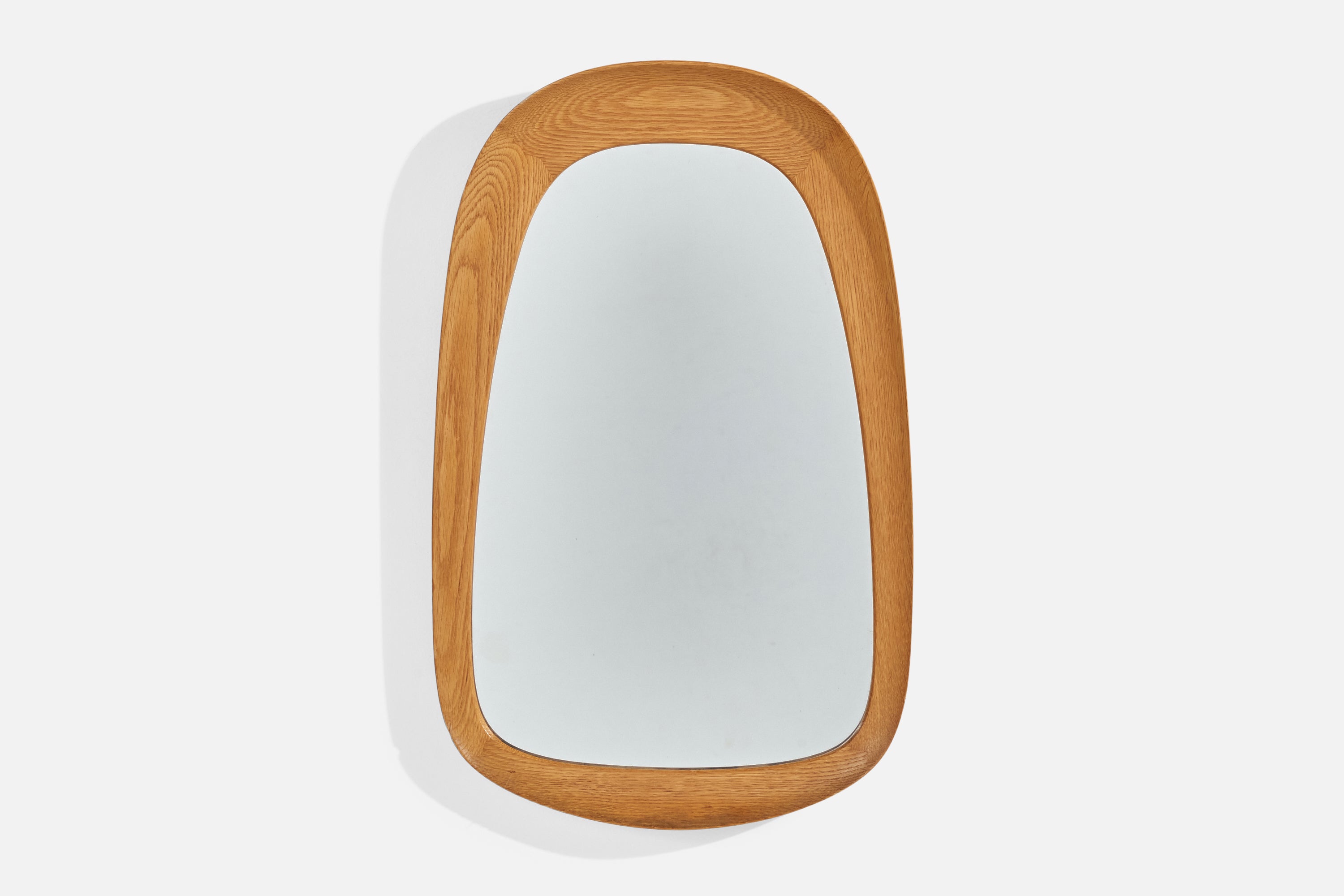 Glas & Trä, Wall Mirror, Stained Oak, Crystal Glass, Sweden, 1950s