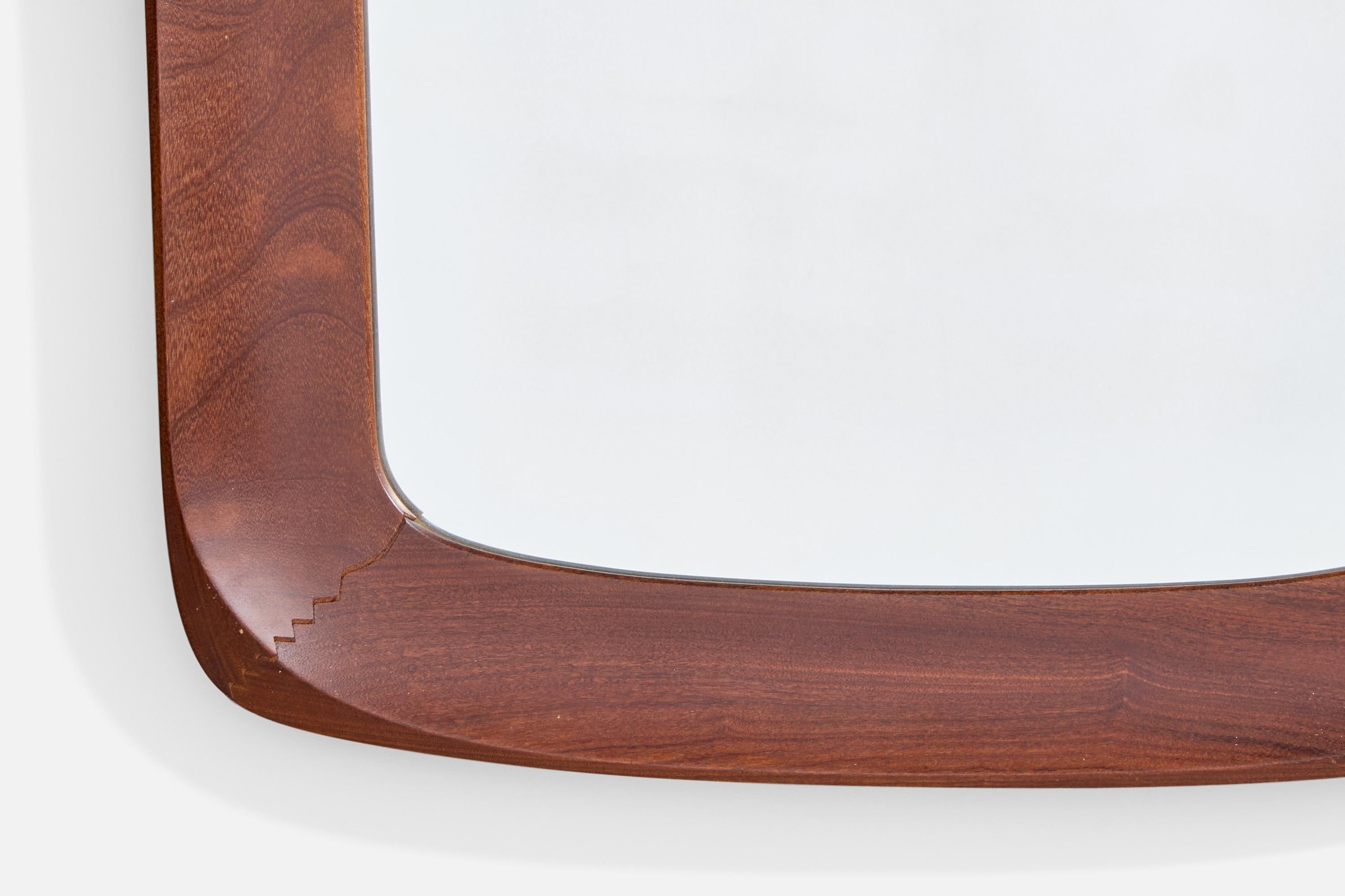 Milieu du XXe siècle Glas & Trä, miroir mural, Oak Oak teinté, Suède, 1960 en vente
