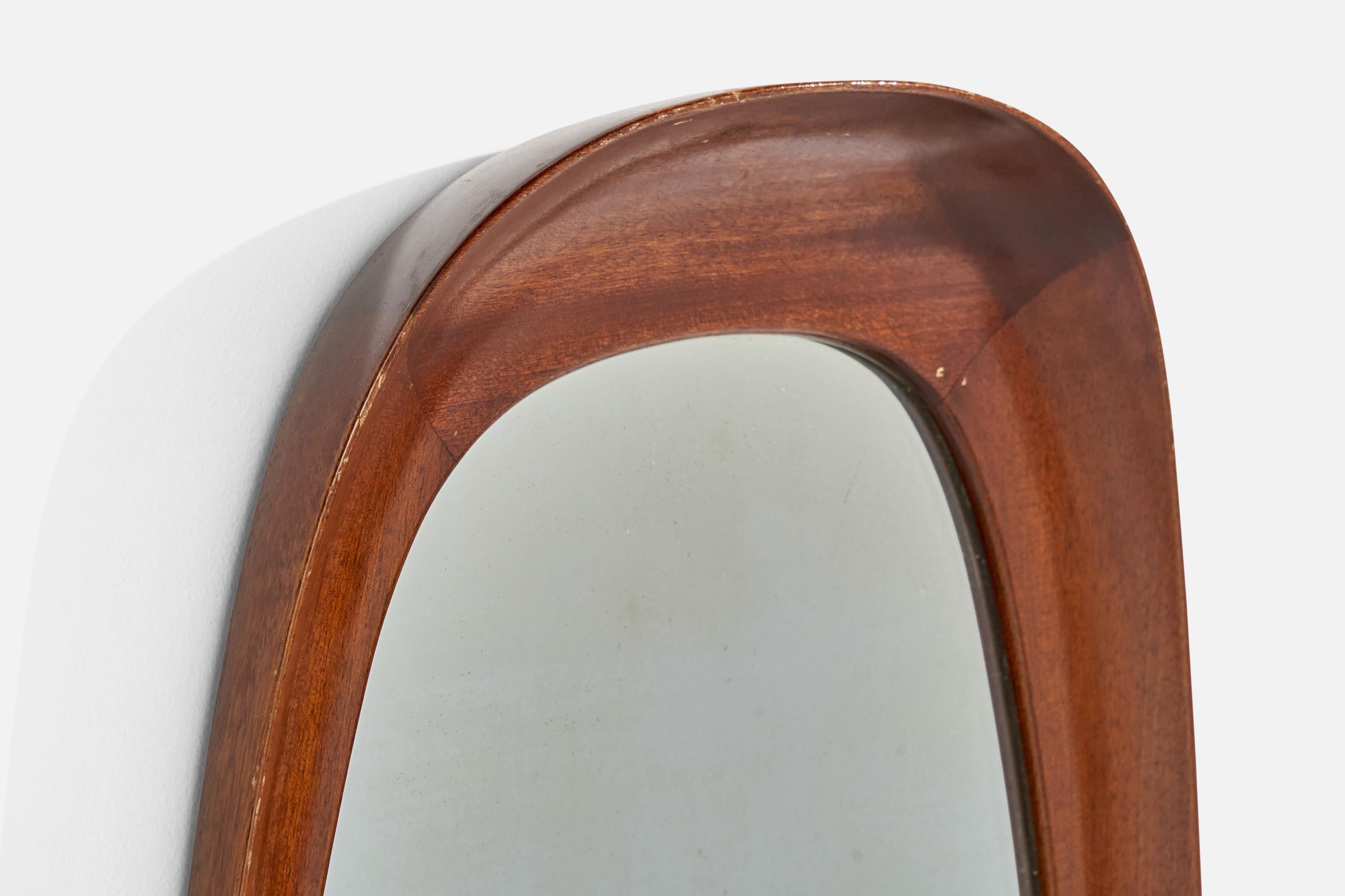 Suédois Glas & Trä, miroir mural, teck, années 1950 en vente