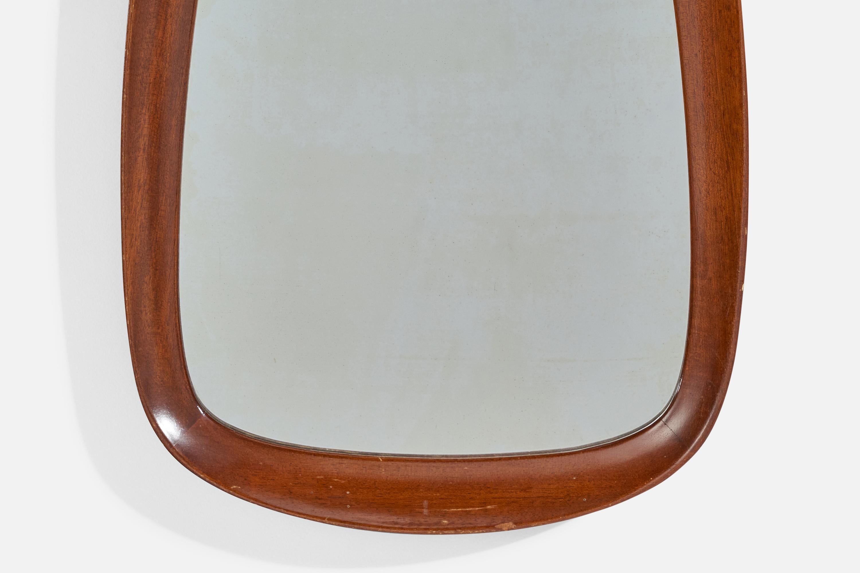 Milieu du XXe siècle Glas & Trä, miroir mural, teck, années 1950 en vente