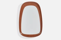 Glas & Trä, Wandspiegel, Teak, Kristallglas, 1950er Jahre