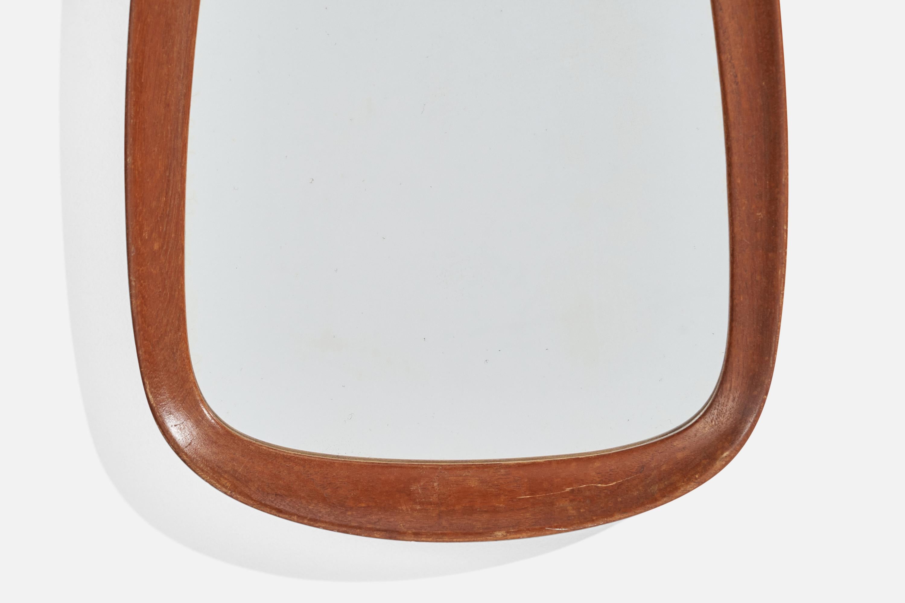 Mid-20th Century Glas & Trä, Wall Mirror, Teak, Crystal Glass, 1950s For Sale