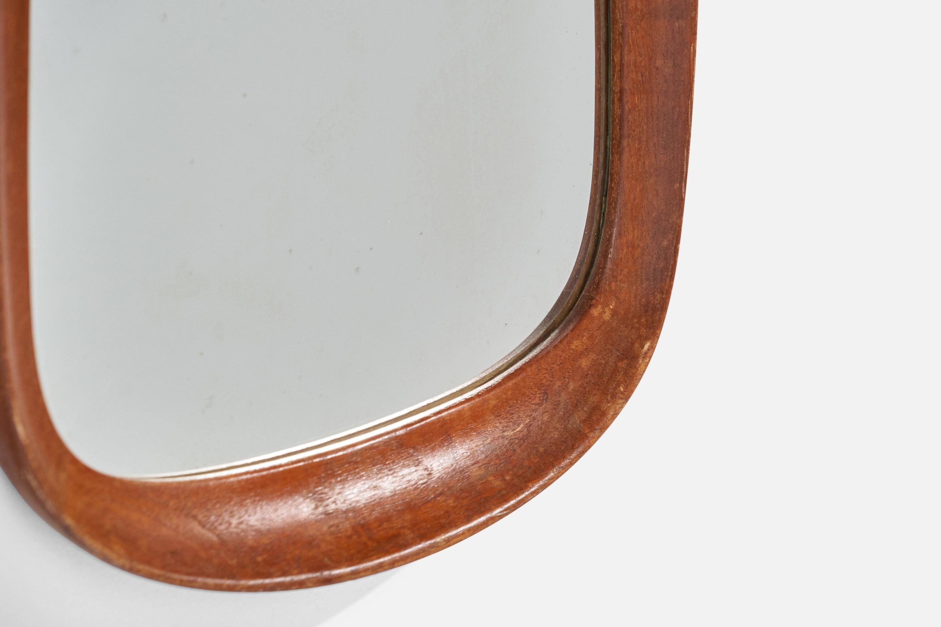 Glas & Trä, Wall Mirror, Teak, Crystal Glass, 1950s For Sale 1