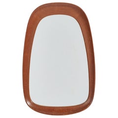 Glas & Trä, Wandspiegel, Teak, Kristallglas, 1950er Jahre