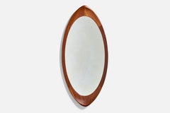 Glas & Trä, Wall Mirror, Teak, Crystal Glass, Sweden, 1950s