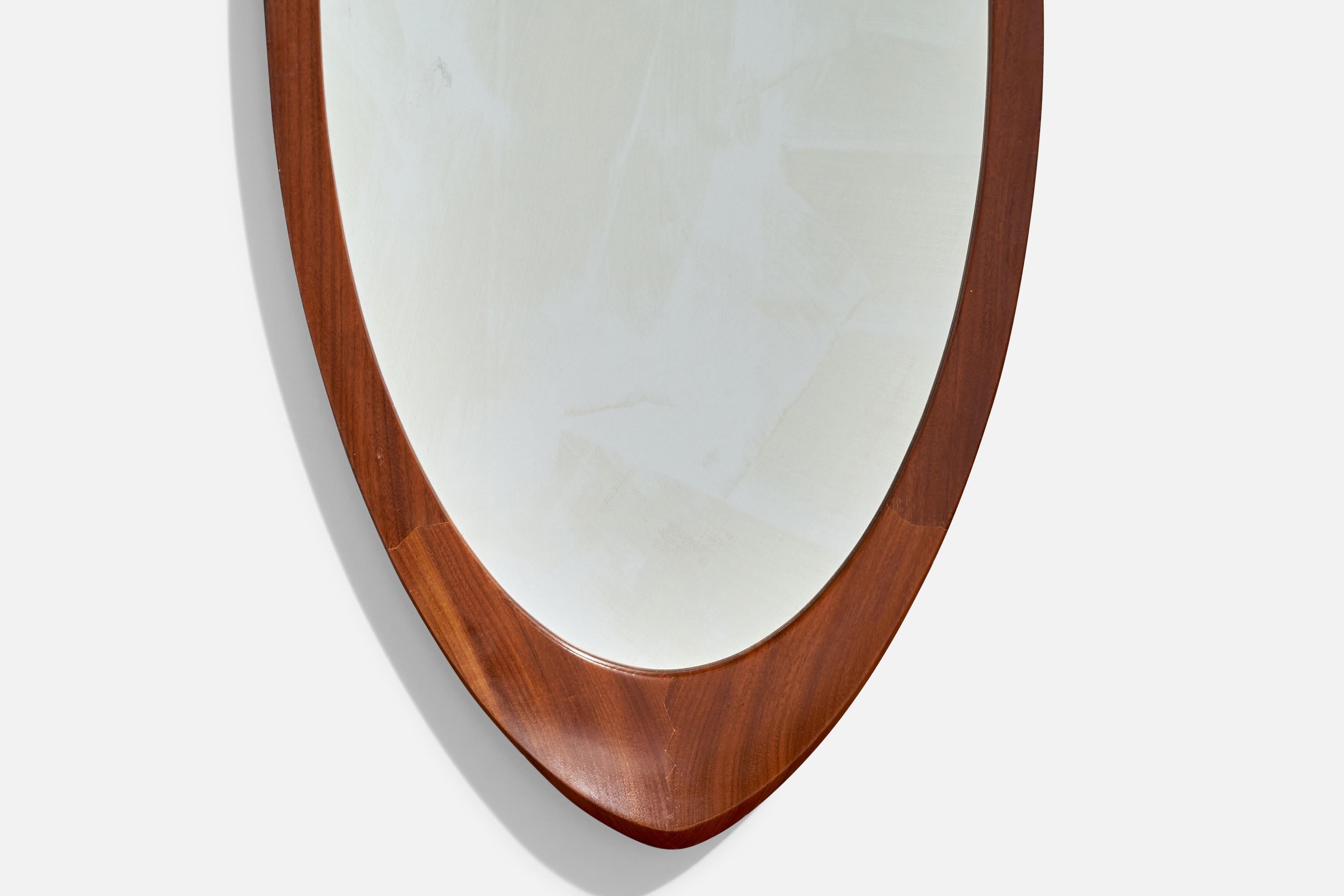 Milieu du XXe siècle Glas & Trä, Miroir mural, Teck, Verre de cristal, Suède, années 1950 en vente