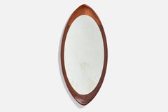 Glas & Trä, Wall Mirror, Teak, Crystal Glass, Sweden, 1950s