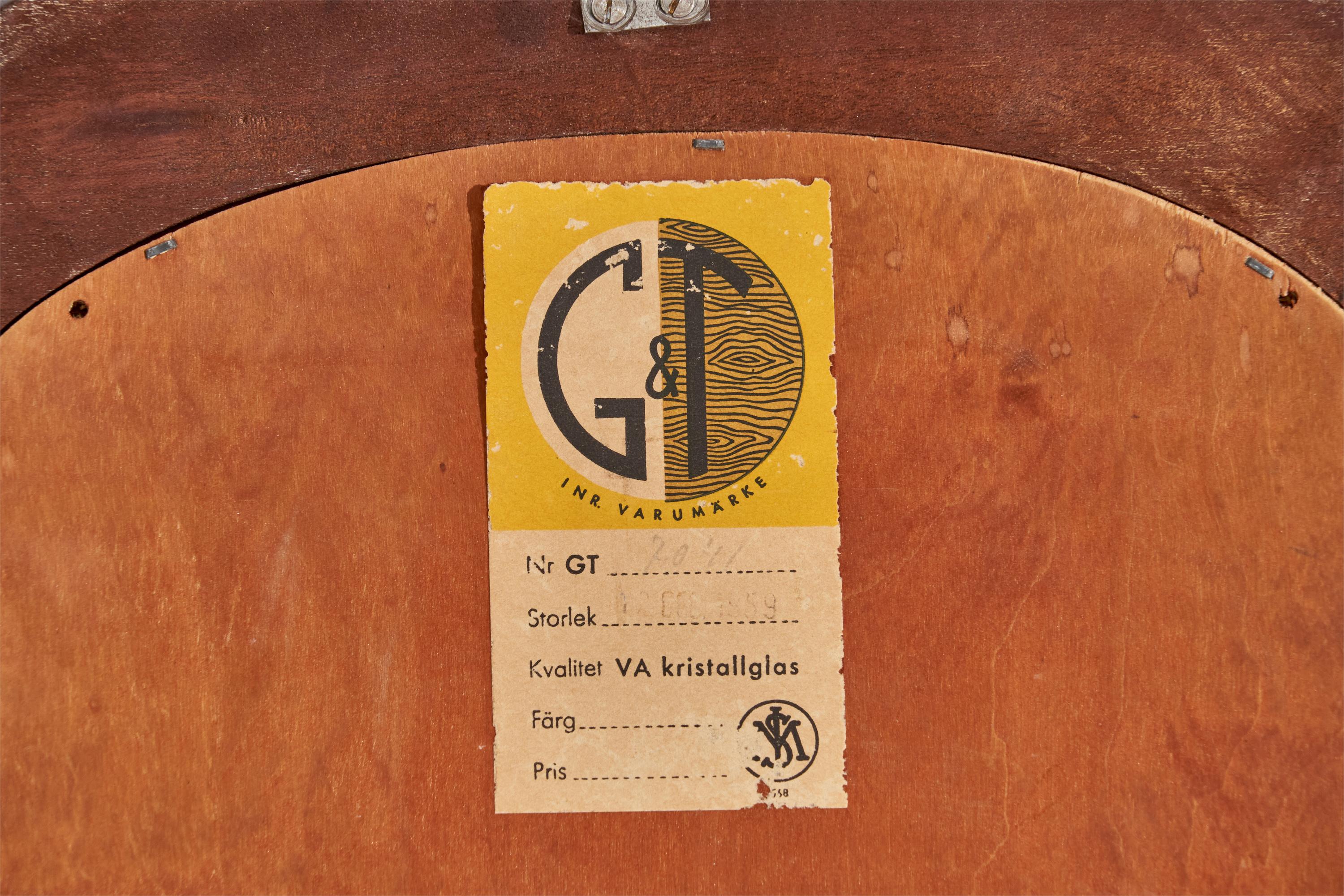 Glas & Trä, Wandspiegel, Teakholz, Kristallglas, Schweden, 1950er Jahre 2